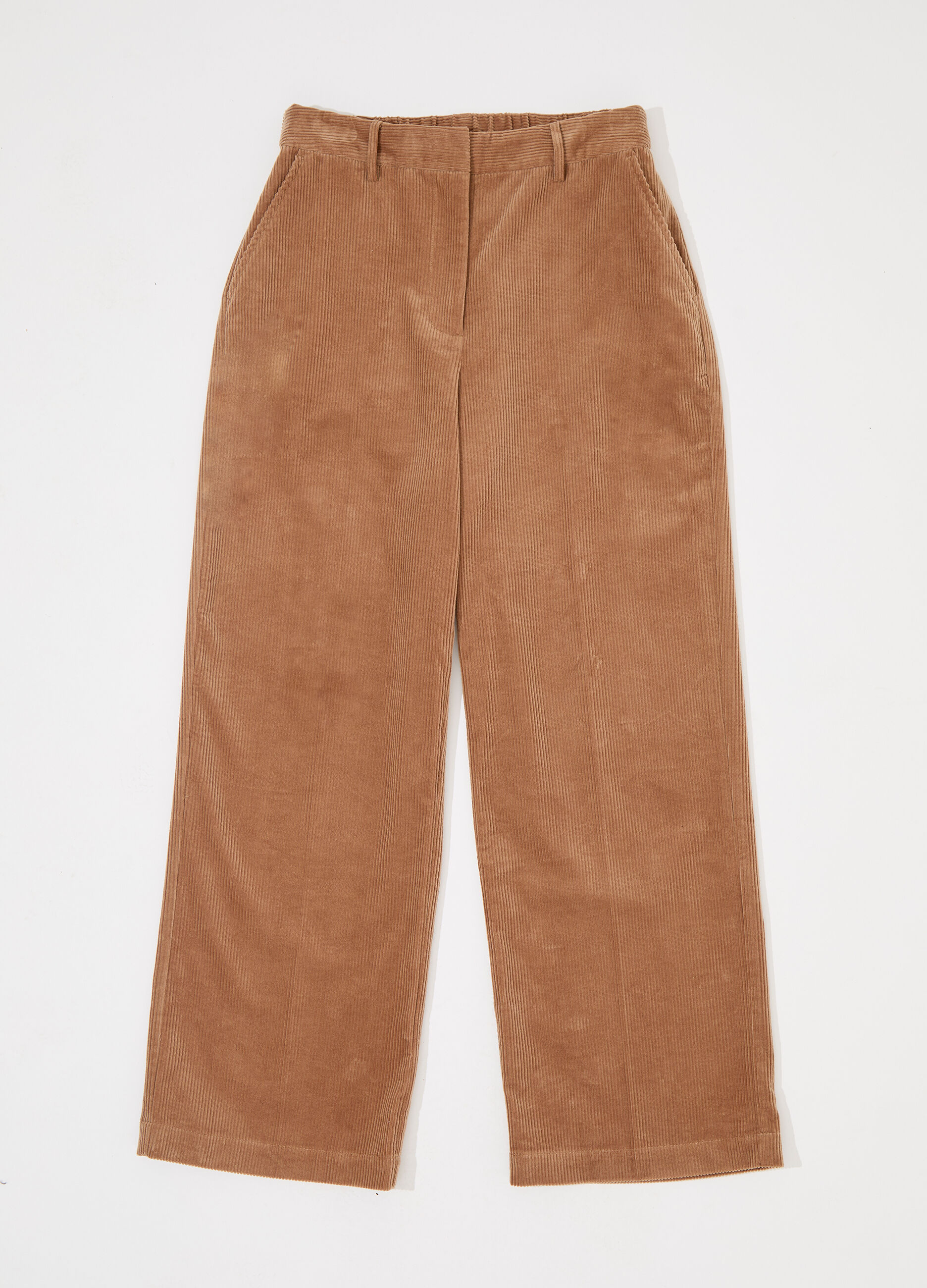 Pantaloni palazzo in costina di velluto donna_4