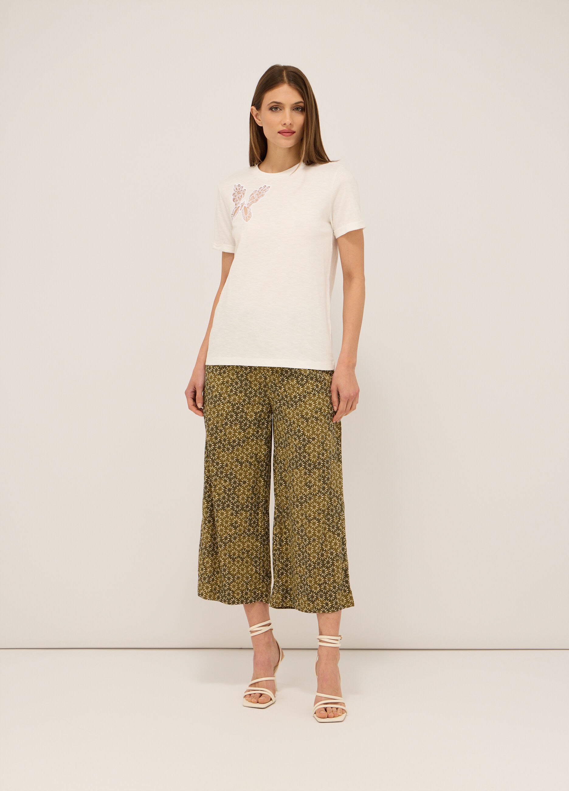 Pantaloni in pura viscosa con stampa donna_0