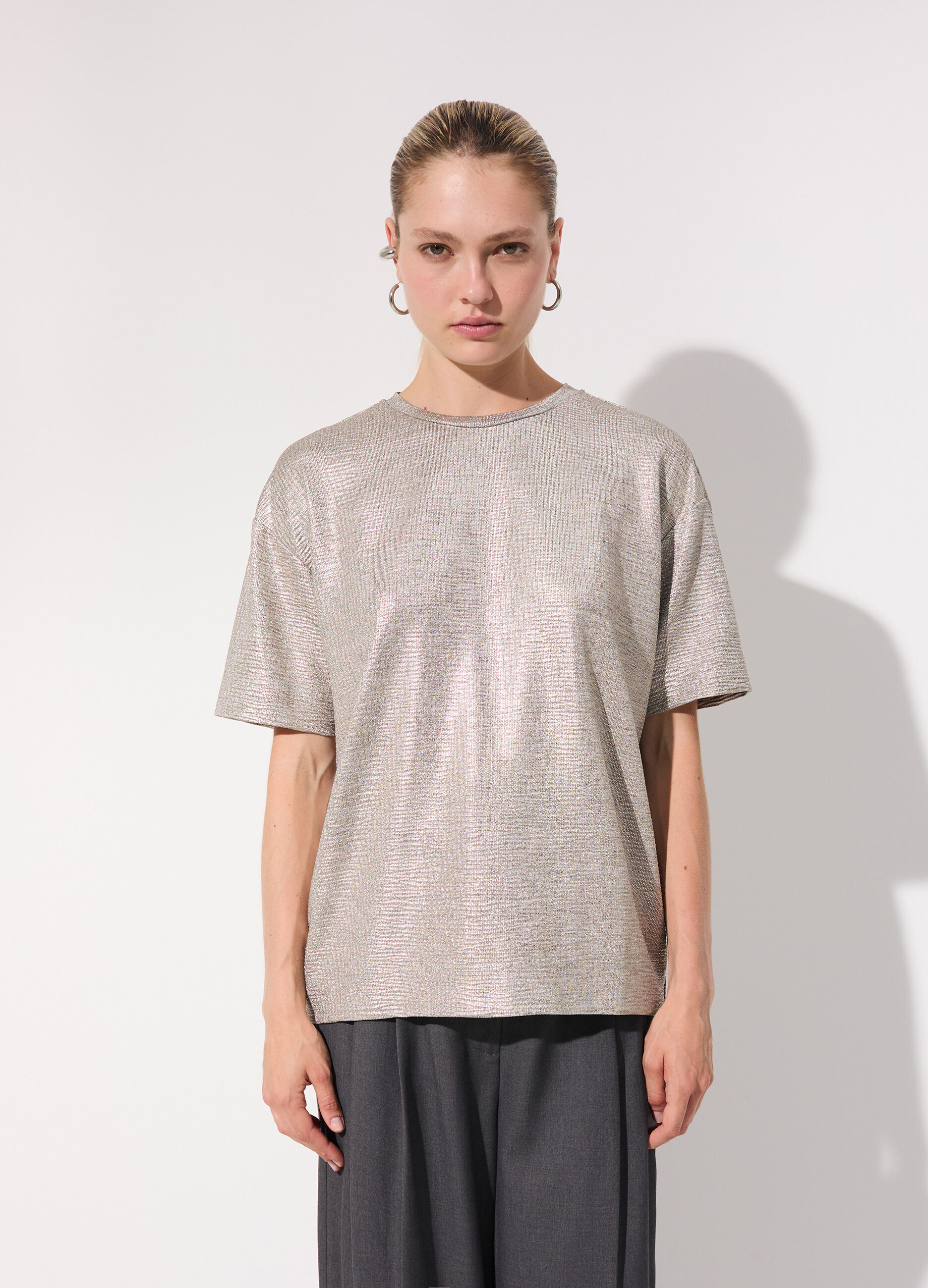 T-shirt effetto lamé donna_1