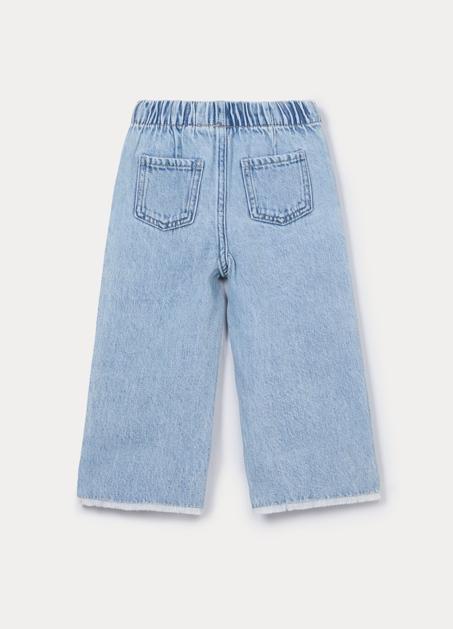 Jogger wide leg in denim misto cotone bimba_1