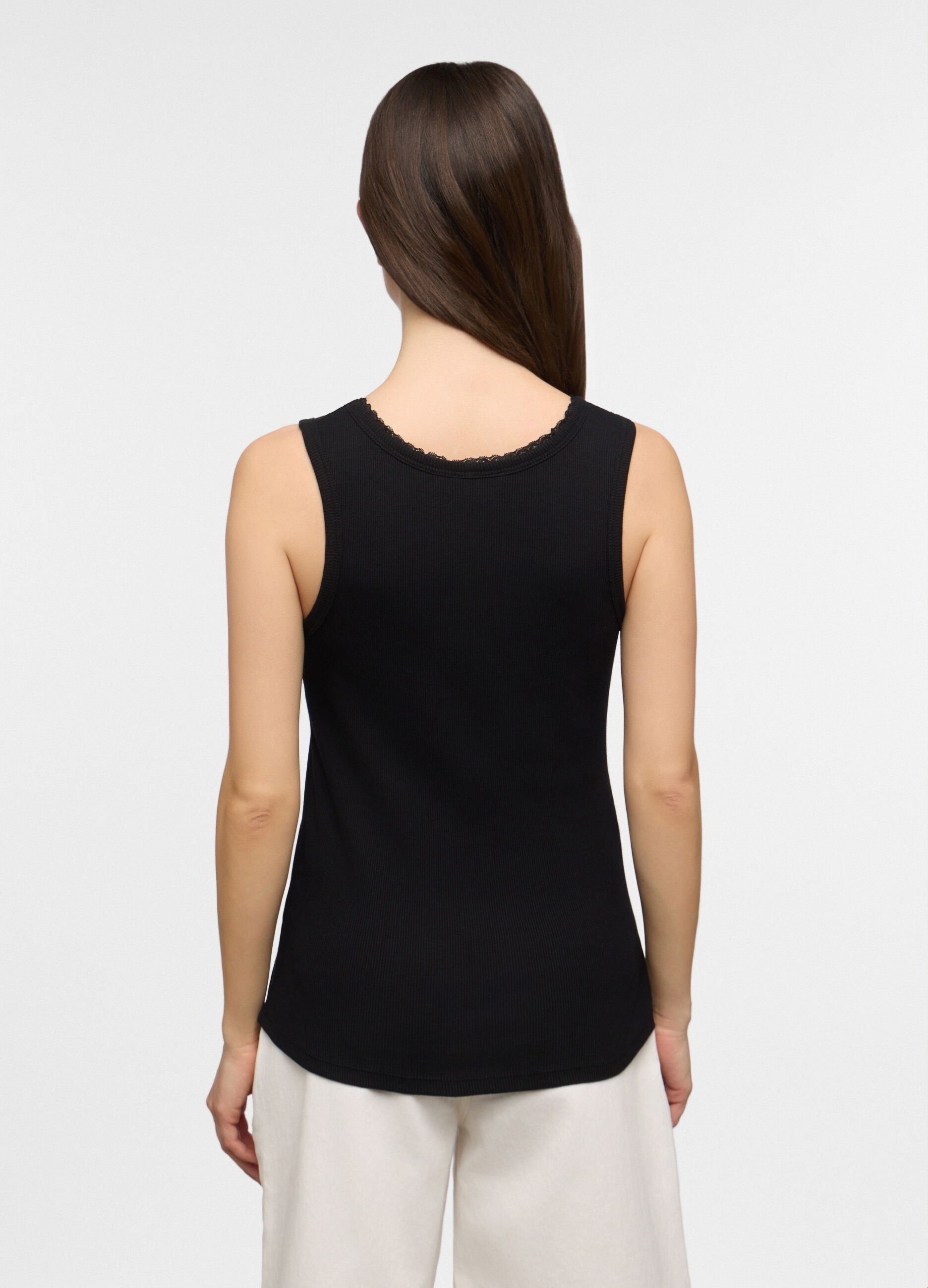 Canotta con scollo rotondo in costina donna_1