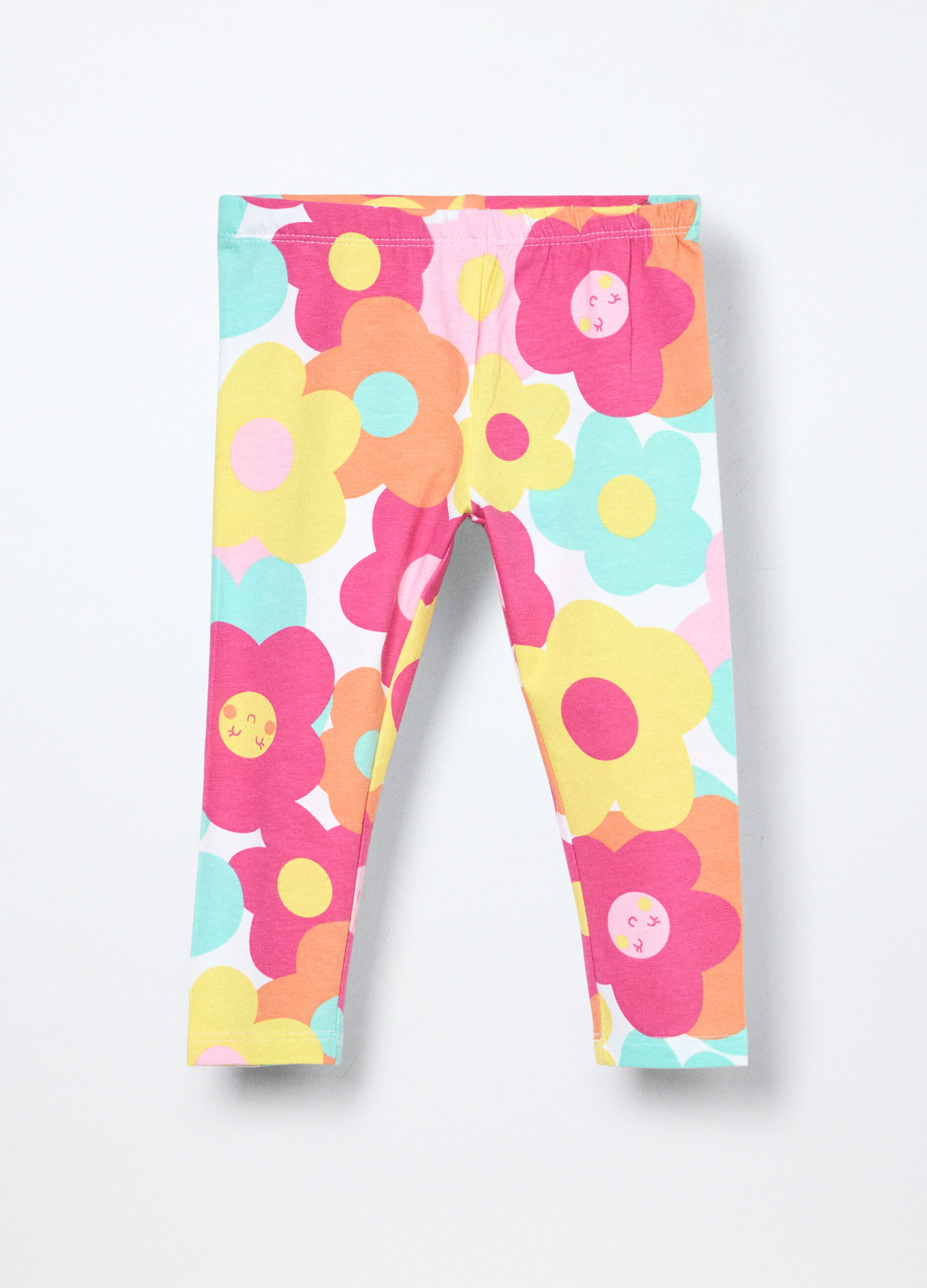 Leggings in jersey di cotone stretch neonata_0