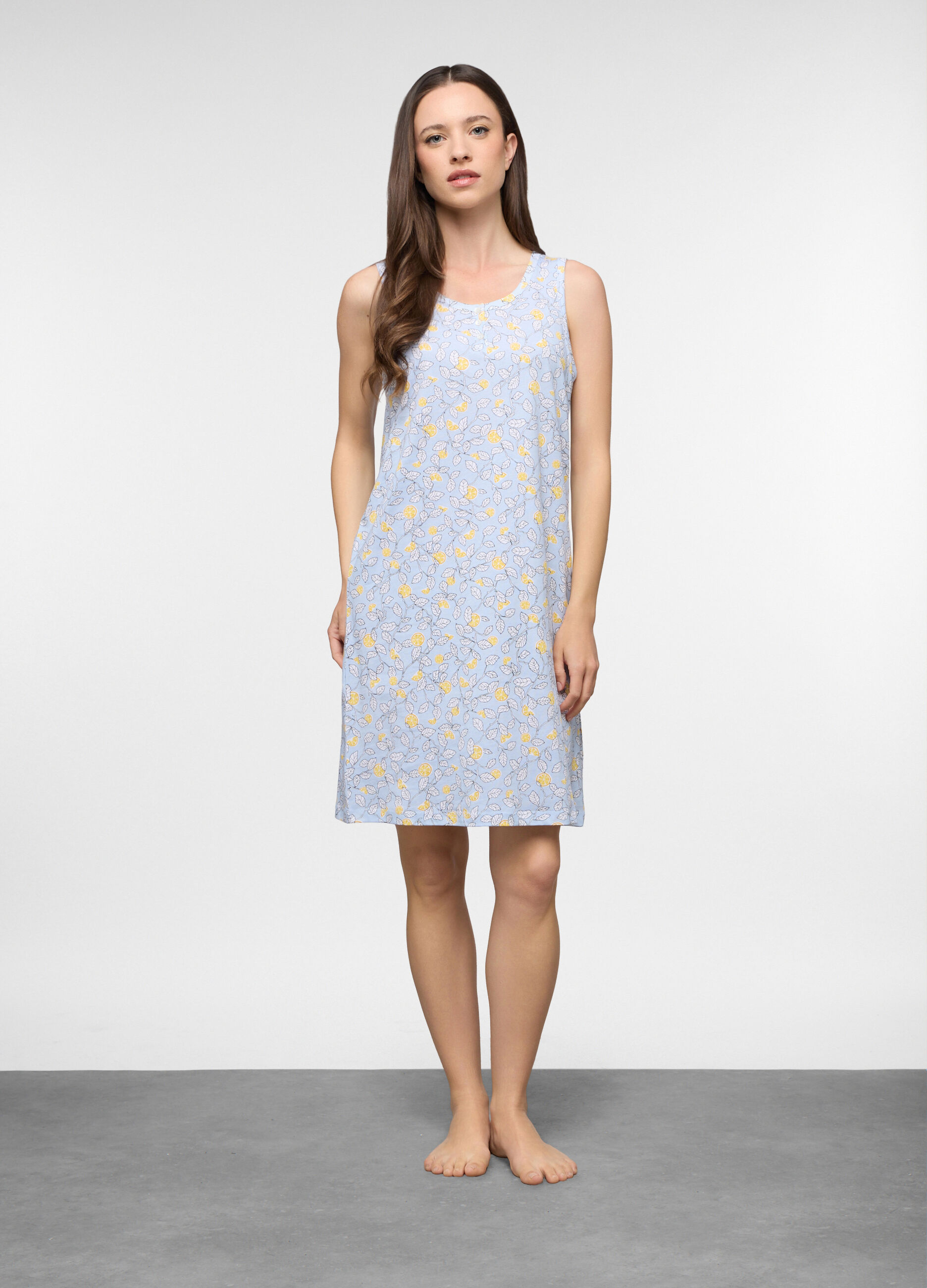 Camicia da notte corta in jersey di puro cotone donna