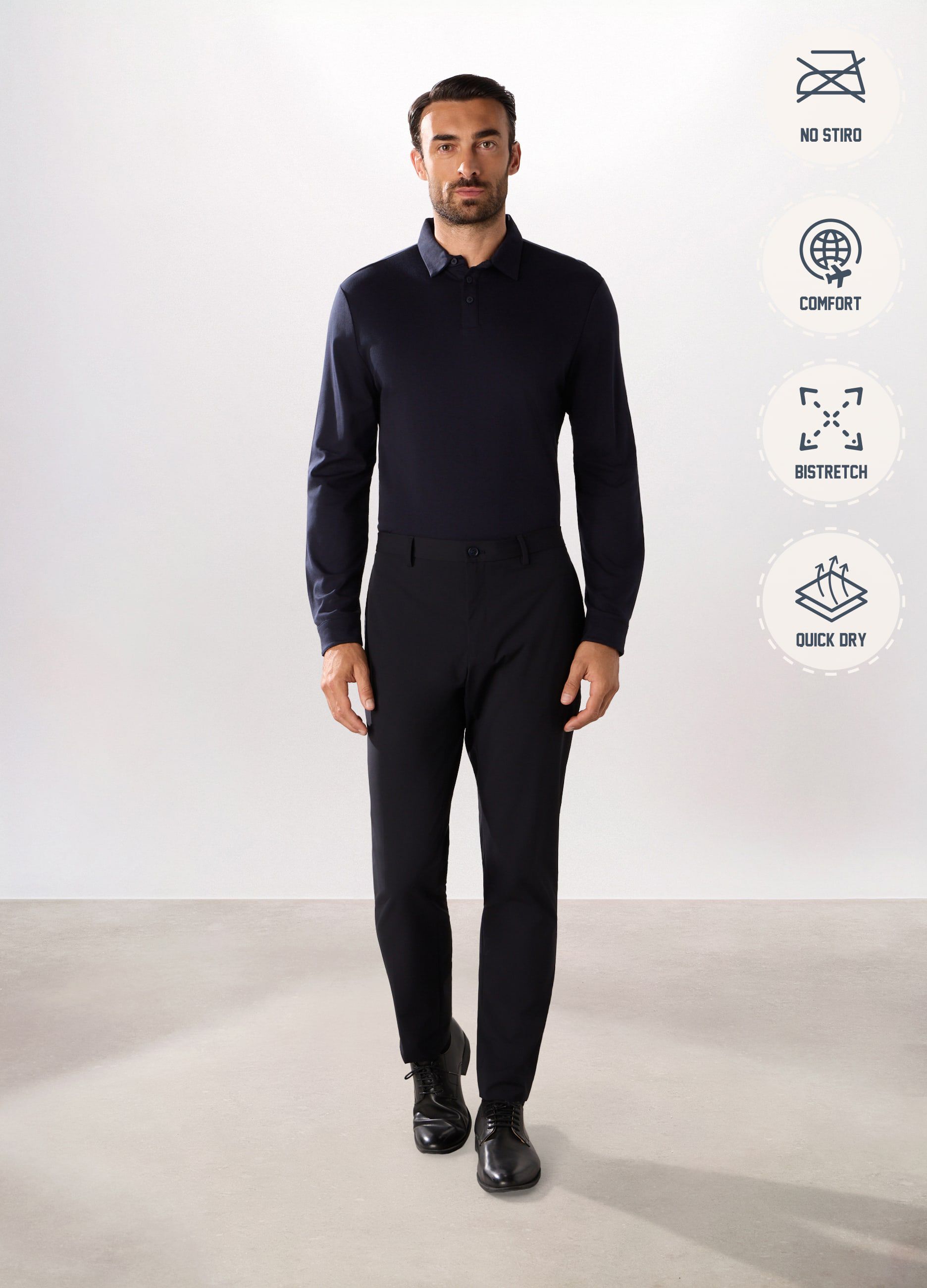 Pantalone slim in tessuto stretch uomo_1