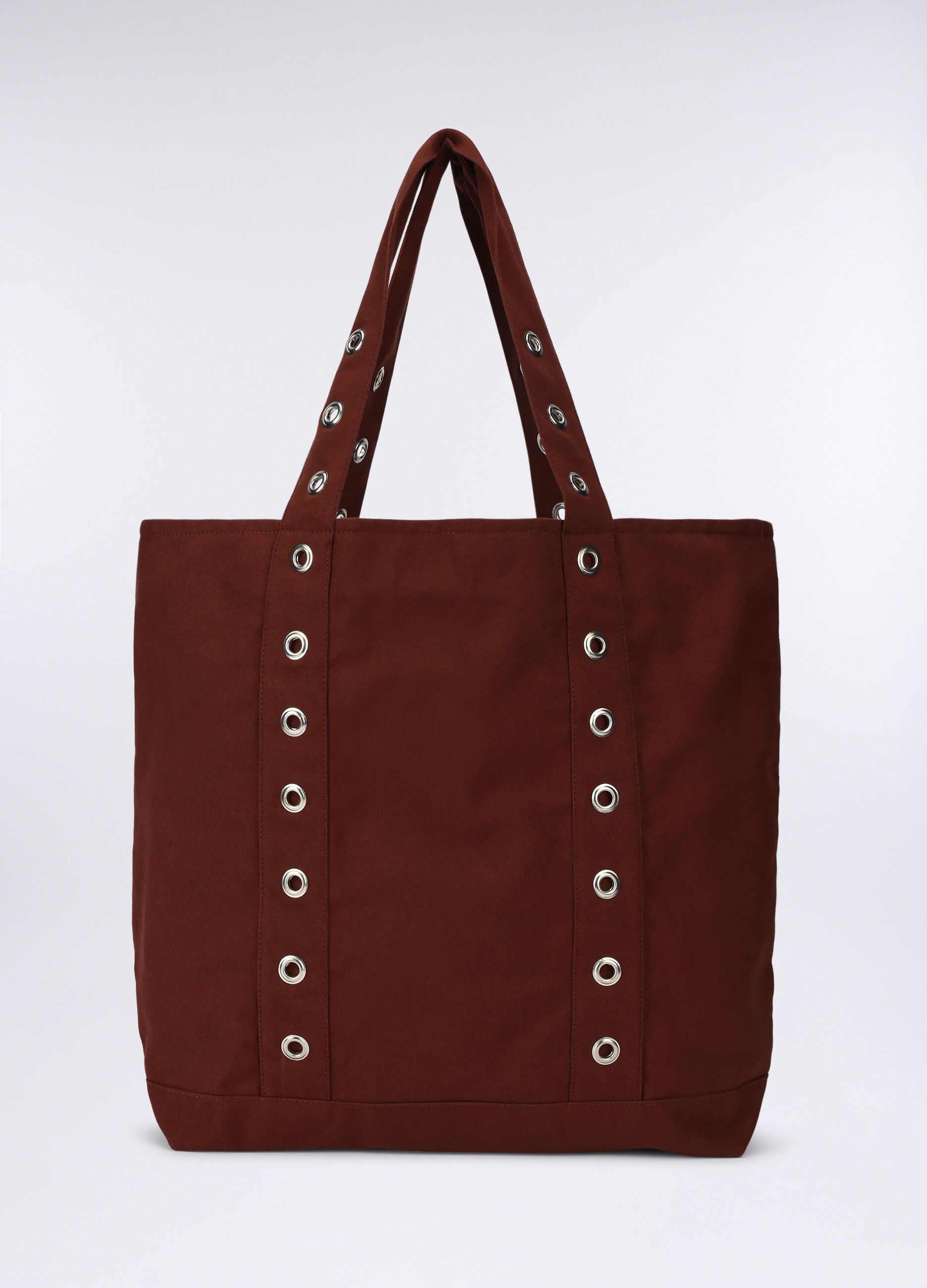 Borsa mare in puro cotone borchiata donna_0