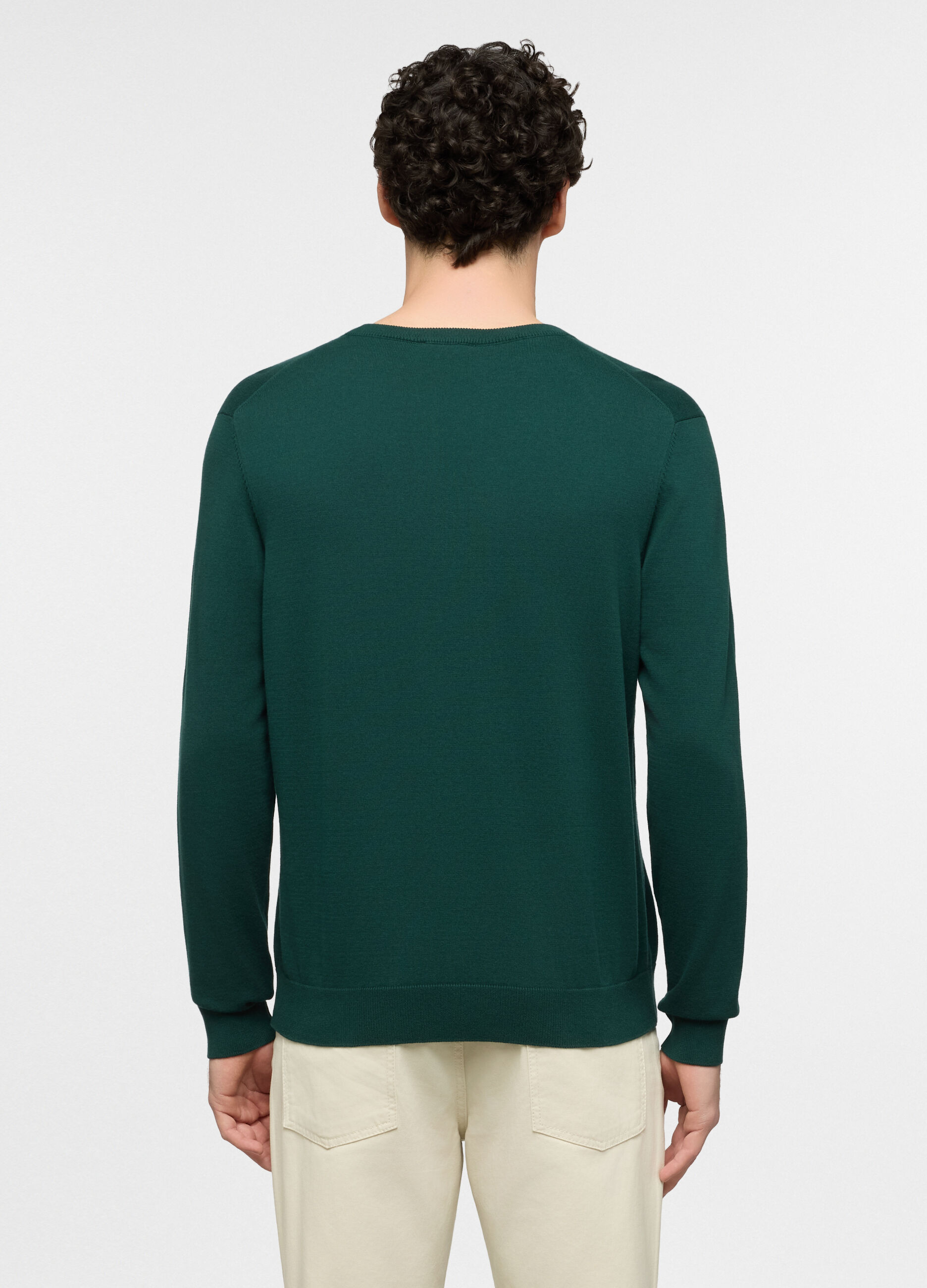 Maglione girocollo maglia rasata in cotone uomo_1