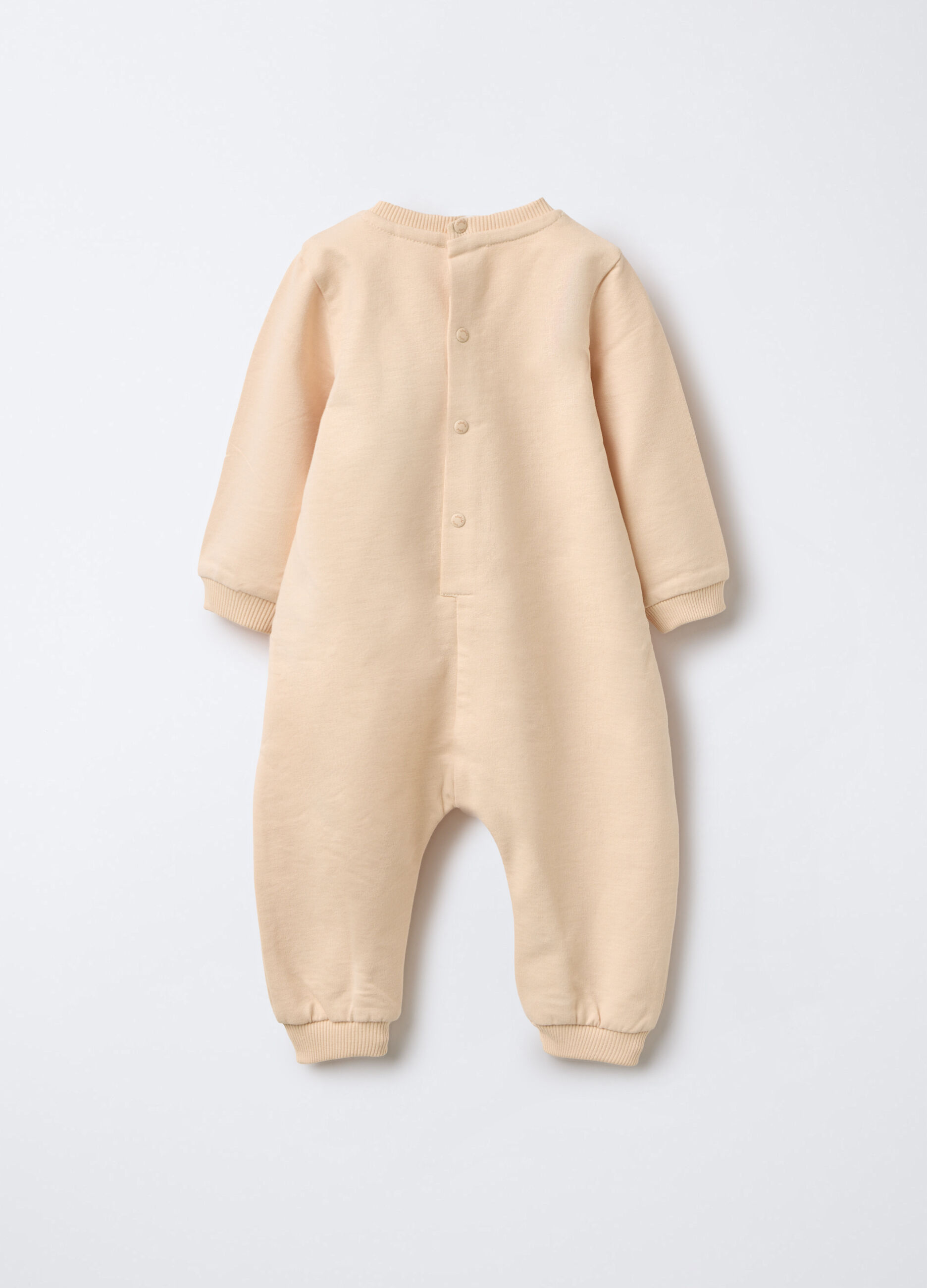 Tutina in puro cotone garzato con ricamo neonato