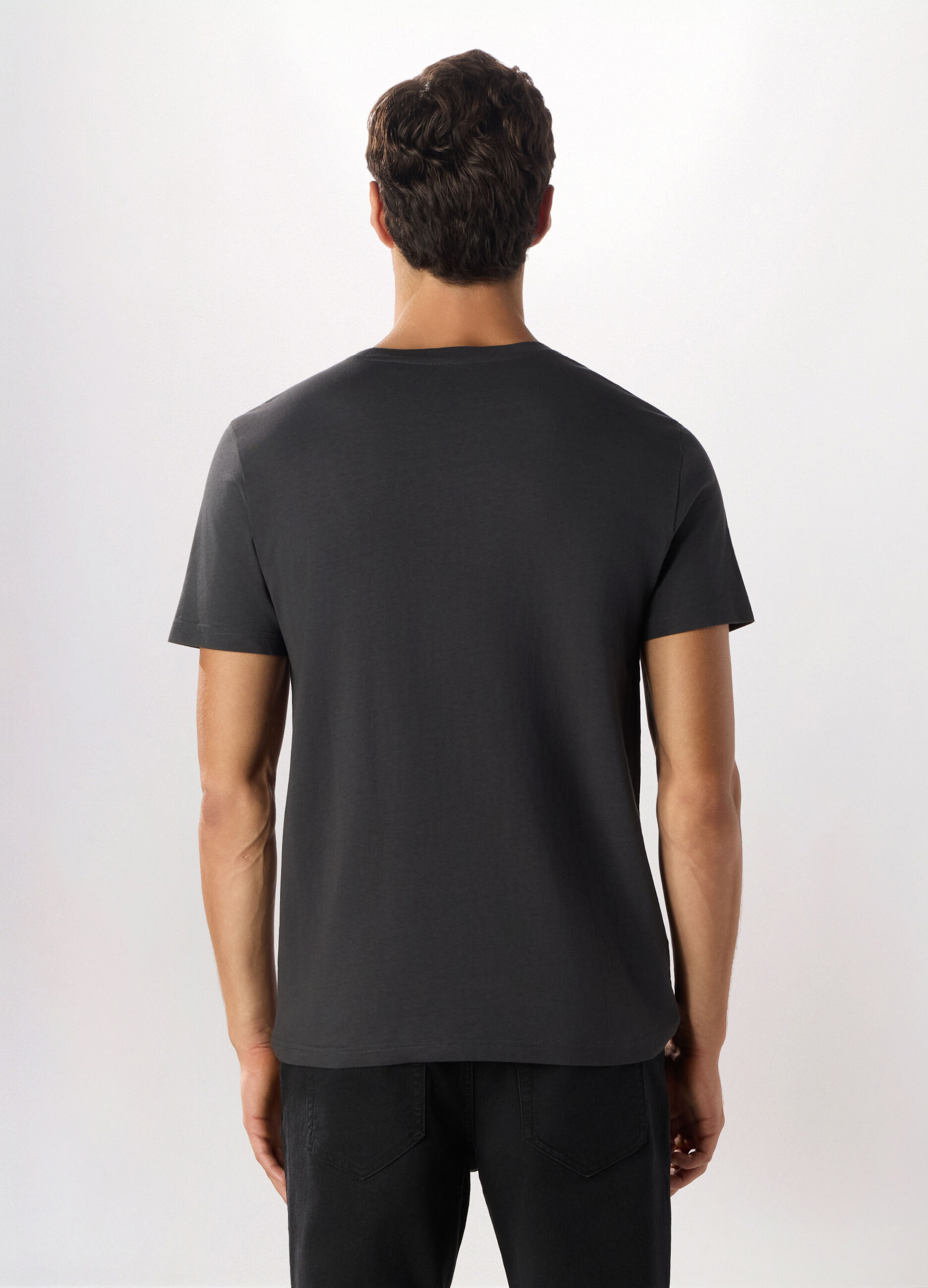 T-shirt a maniche corte con stampa in puro cotone uomo_1