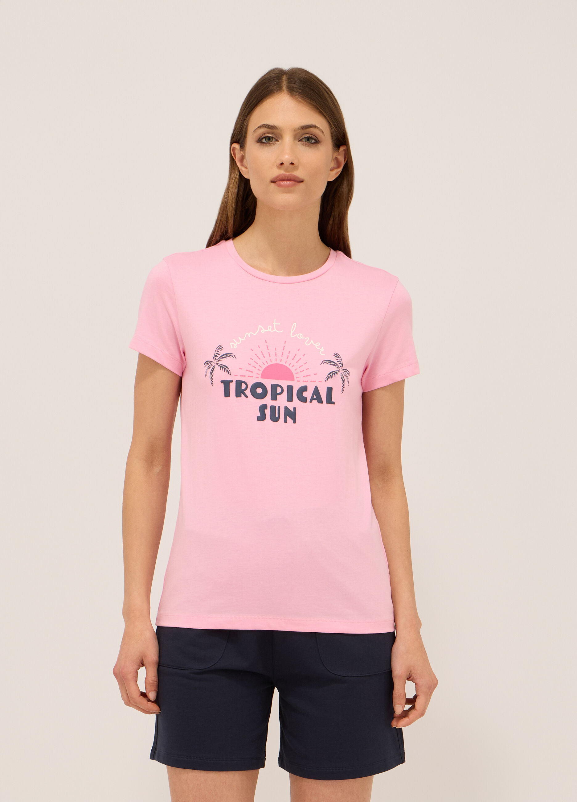 T-shirt in jersey di puro cotone donna_0