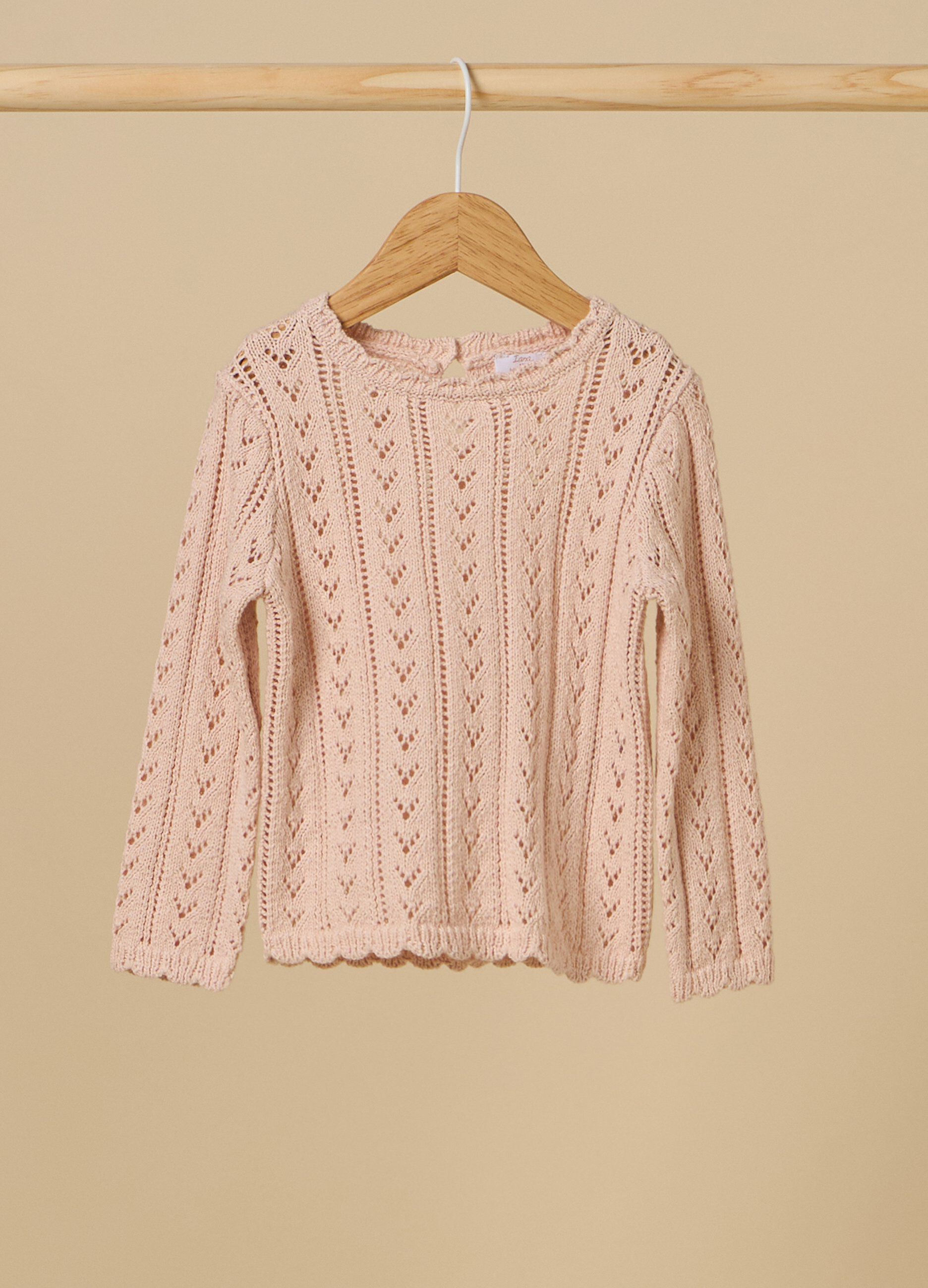Tricot IANA in misto cotone con lavorazione traforata neonata_0