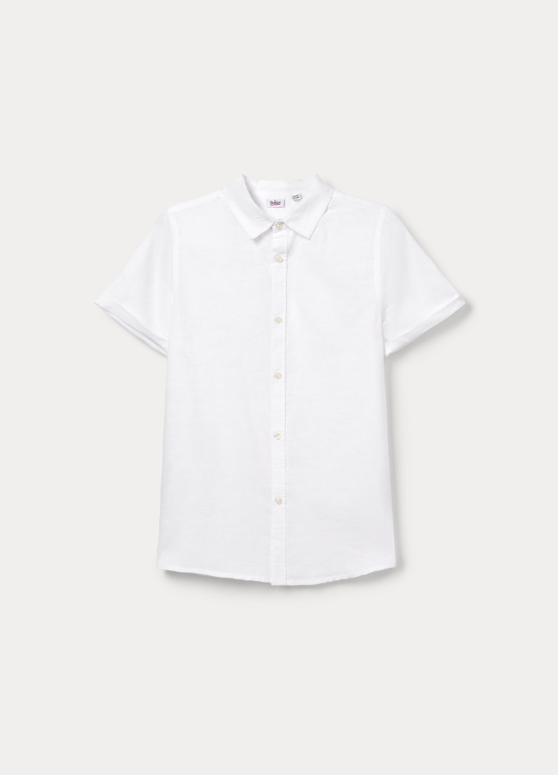 Camicia regular fit con collo alla francese misto lino ragazzo_0