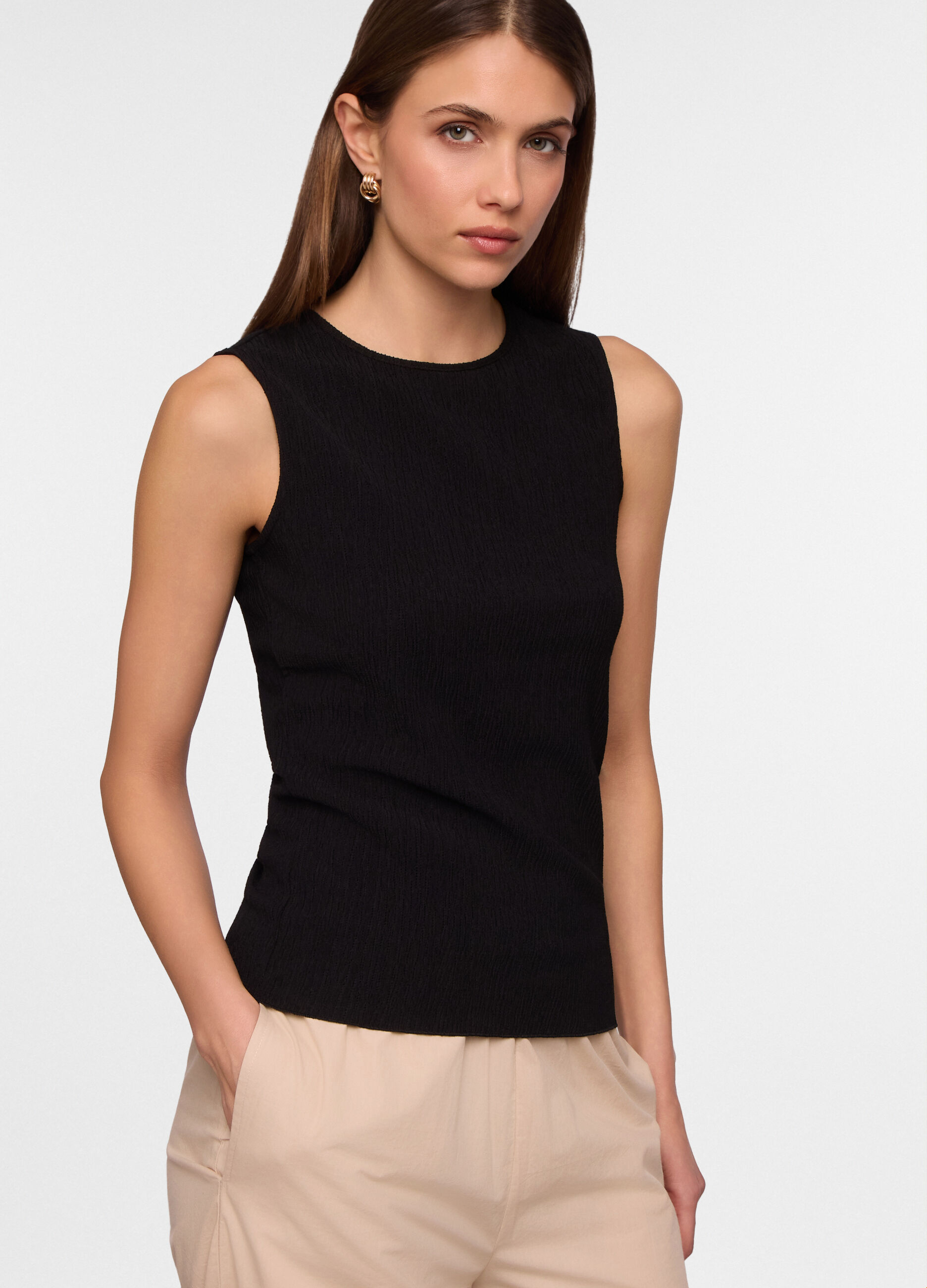 Canotta girocollo stretch donna_0