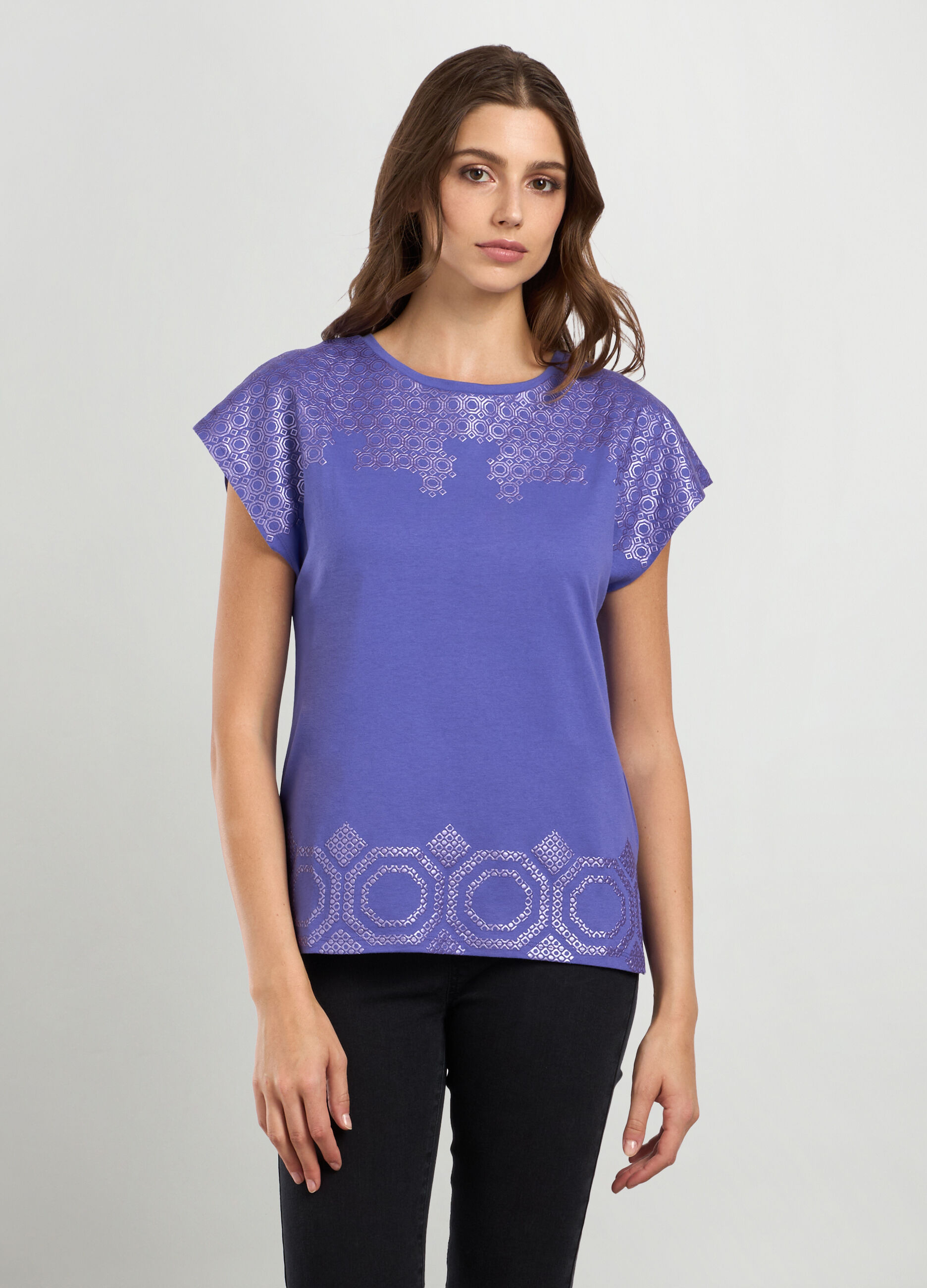 T-shirt in jersey di puro cotone donna_0