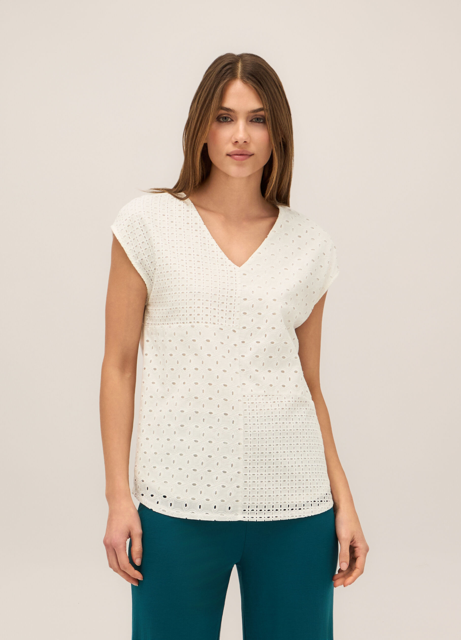 T-shirt smanicata misto viscosa donna_0