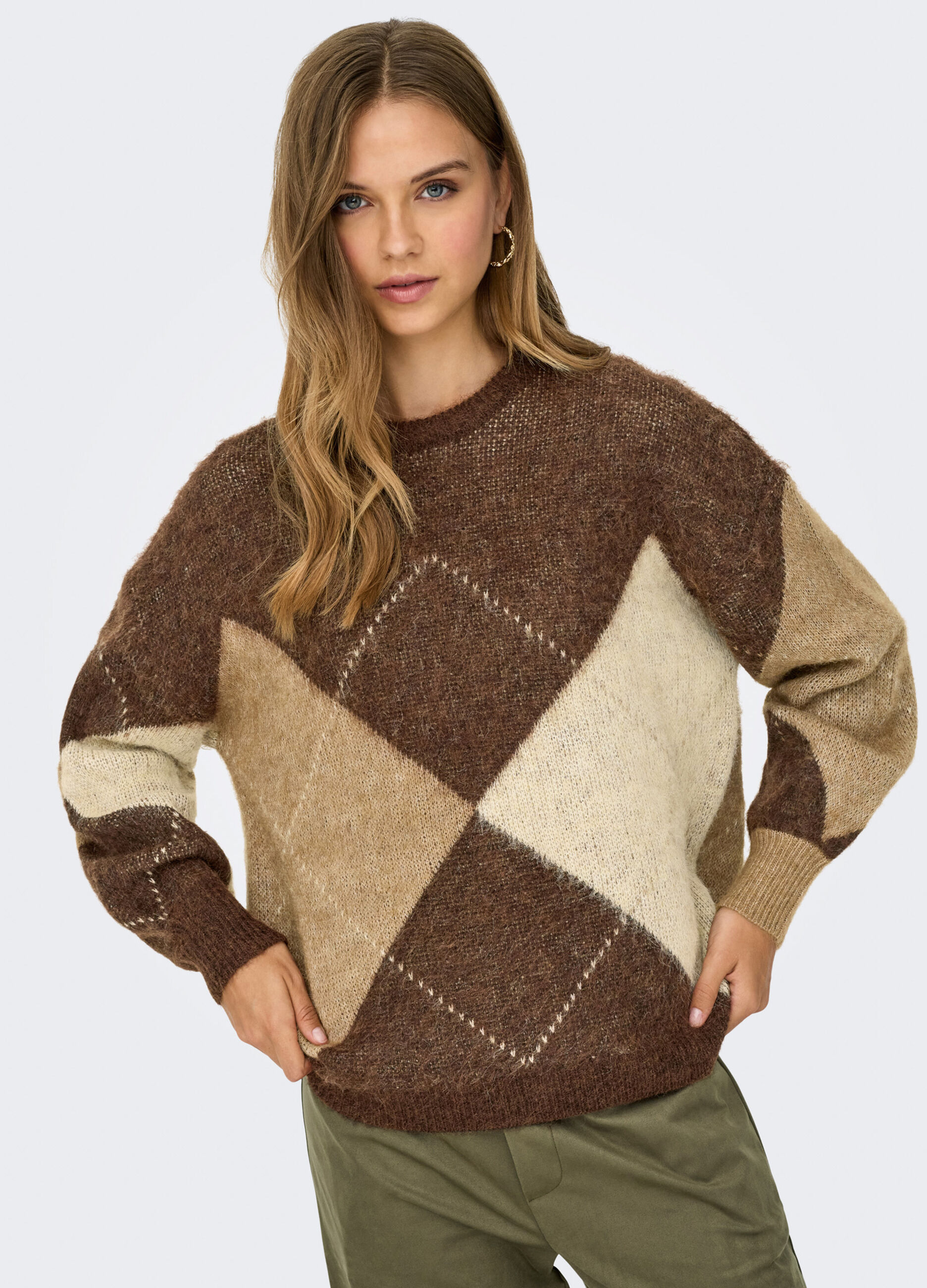 Pullover jaquard a quadri donna_3