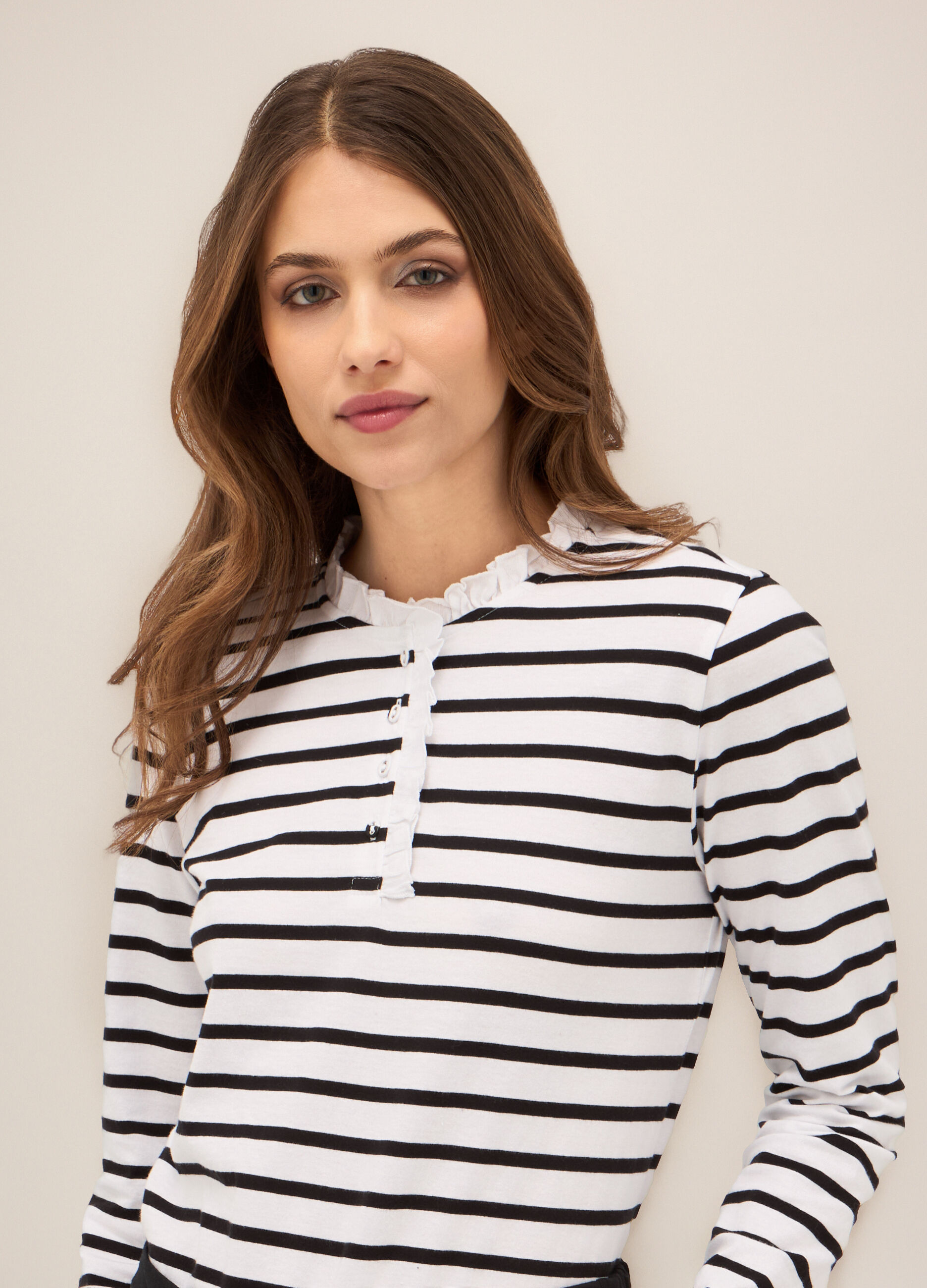 T-shirt a righe in puro cotone donna