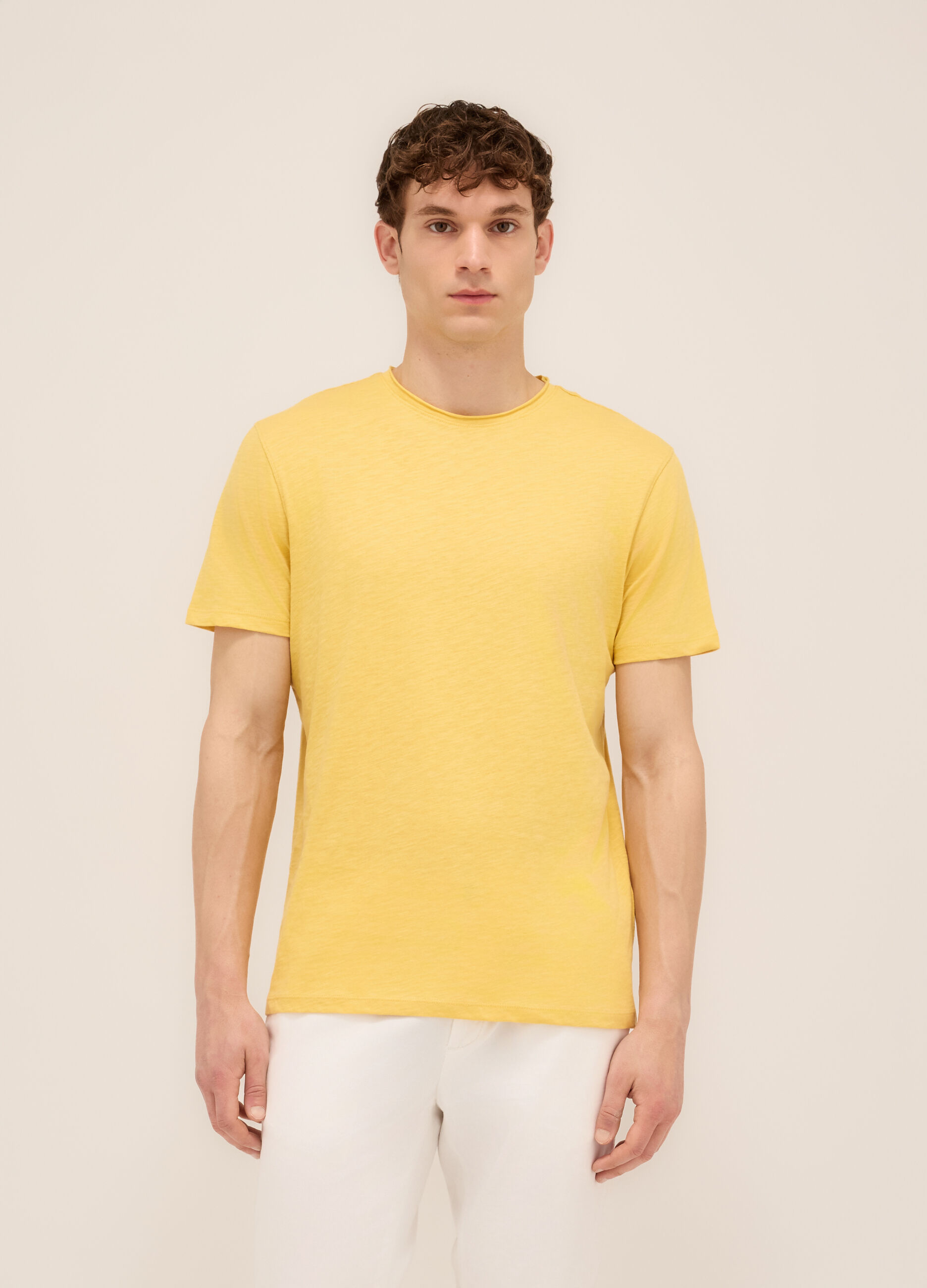 T-shirt girocollo in cotone fiammato uomo