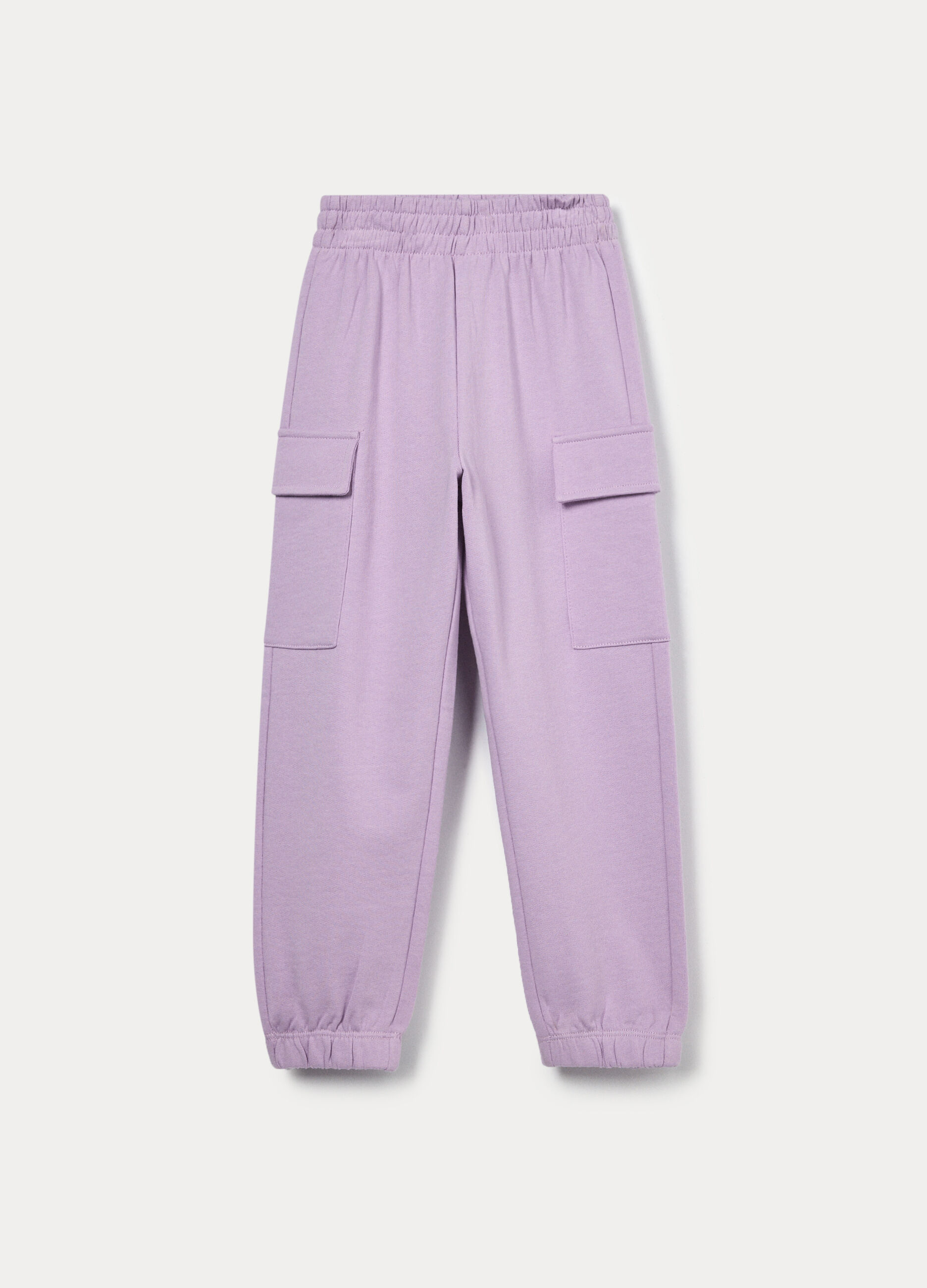 Jogger cargo in french terry di puro cotone bambina_0