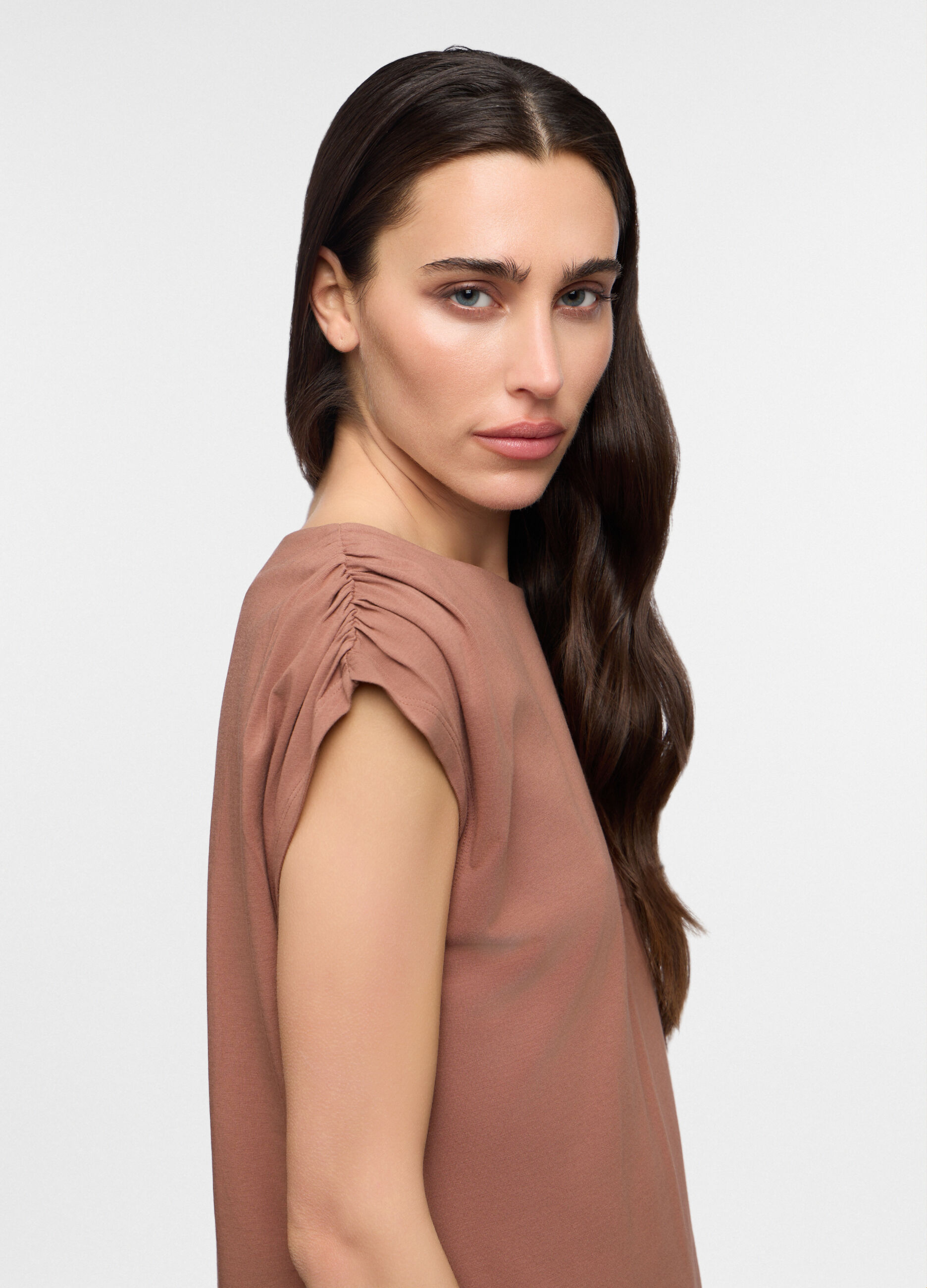 Abito smanicato in jersey di cotone stretch donna