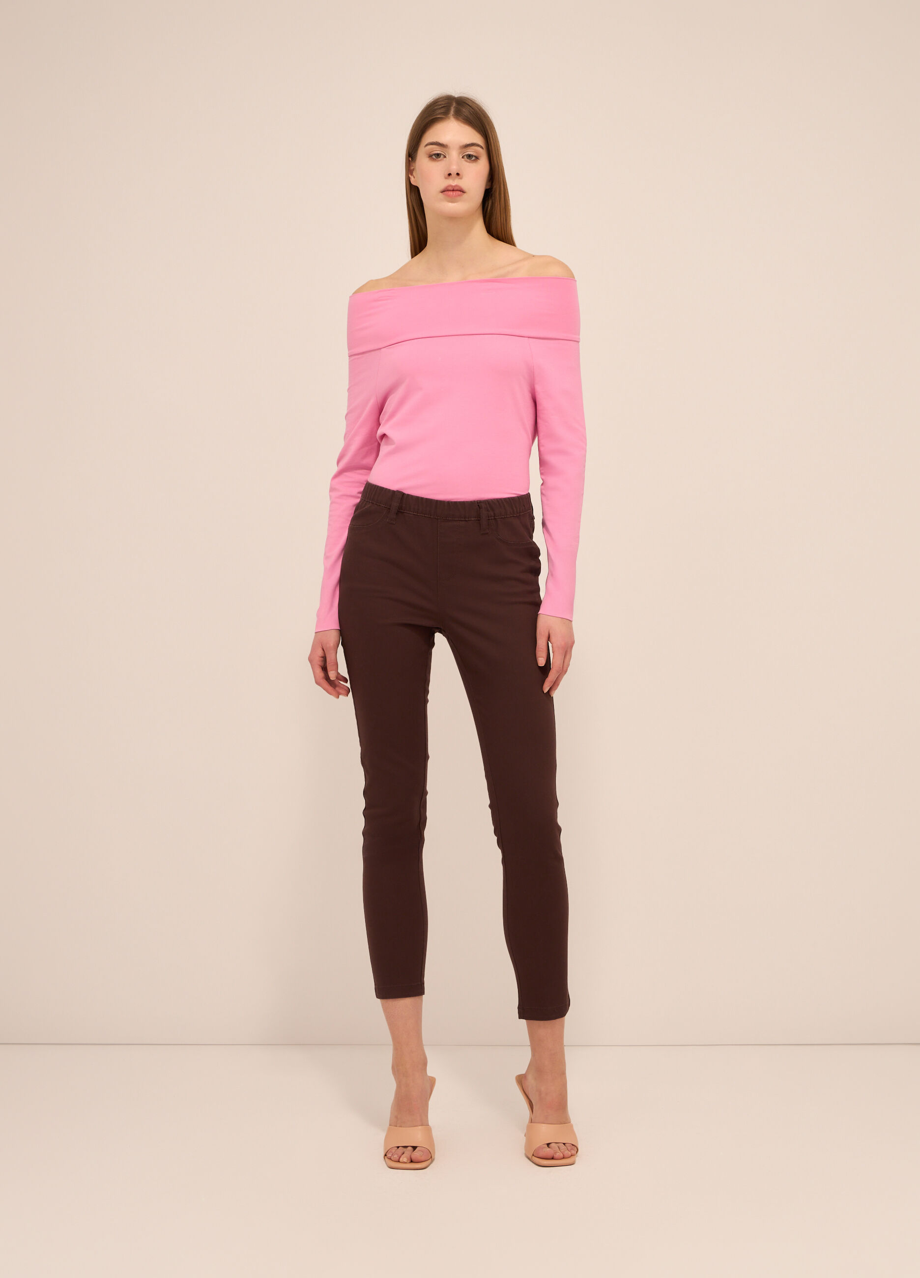 Jeggings in twill di misto cotone donna_0