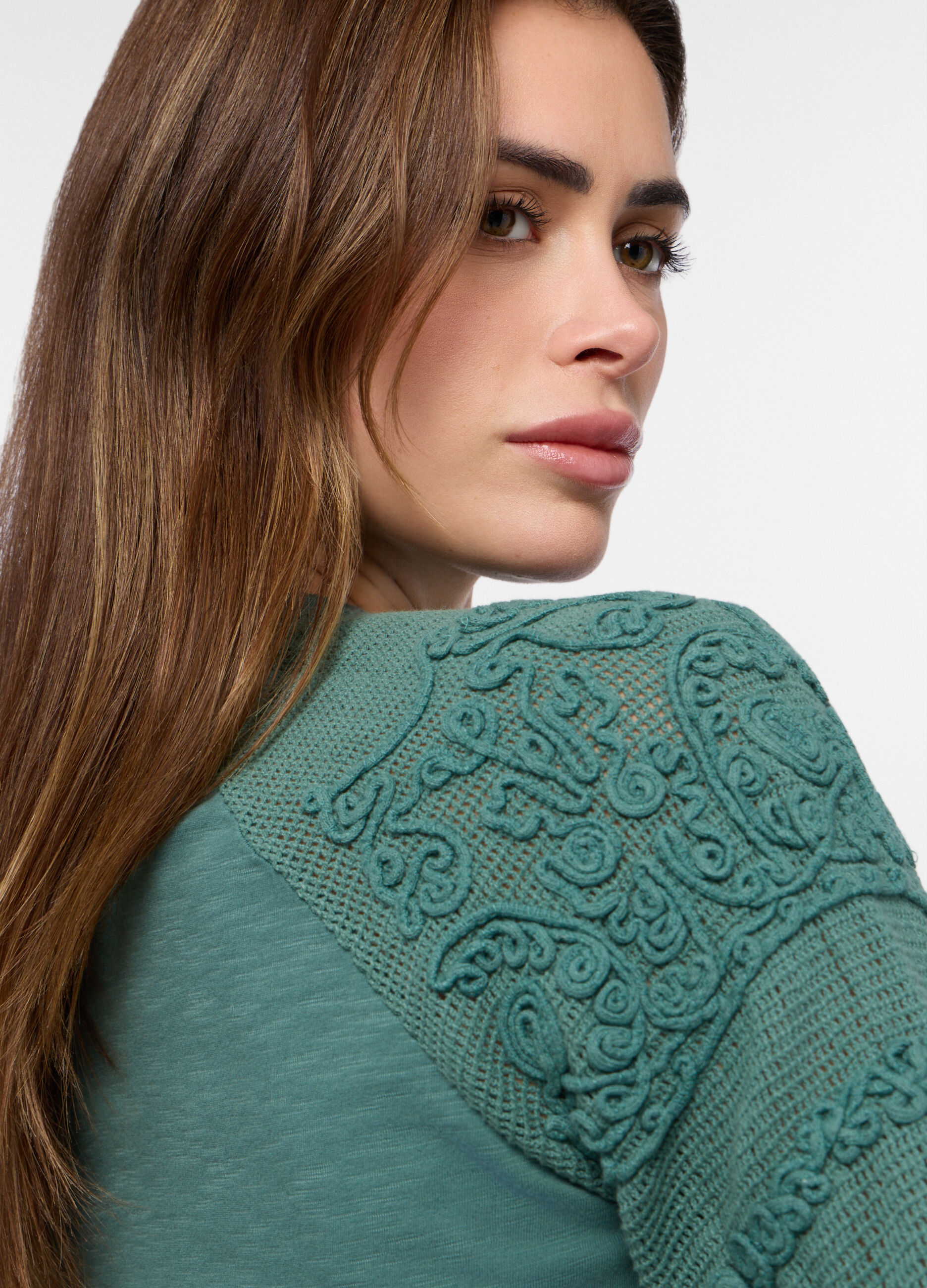 T-shirt in jersey slub di puro cotone donna_2