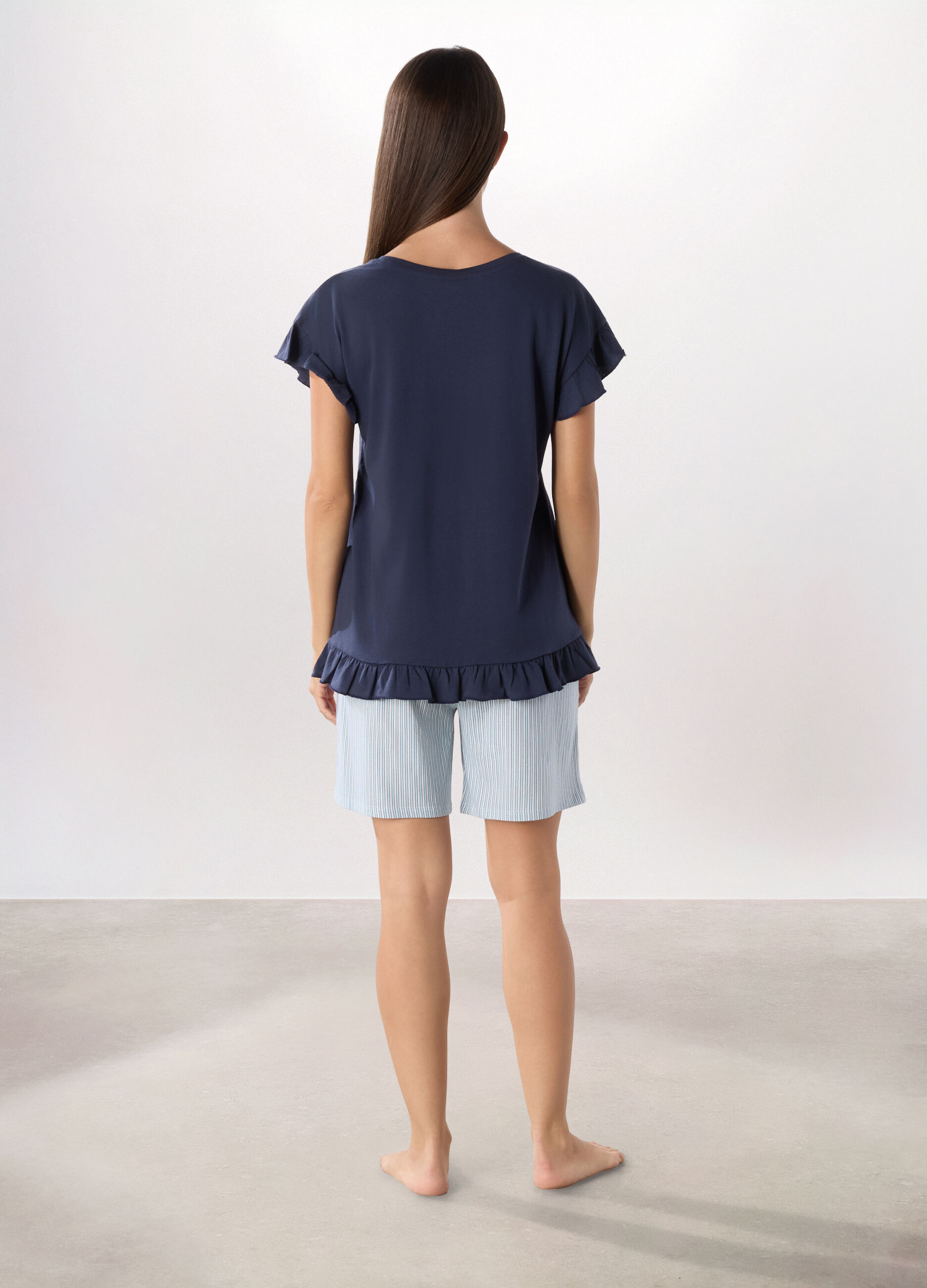 Set pigiama corto in puro cotone donna_1