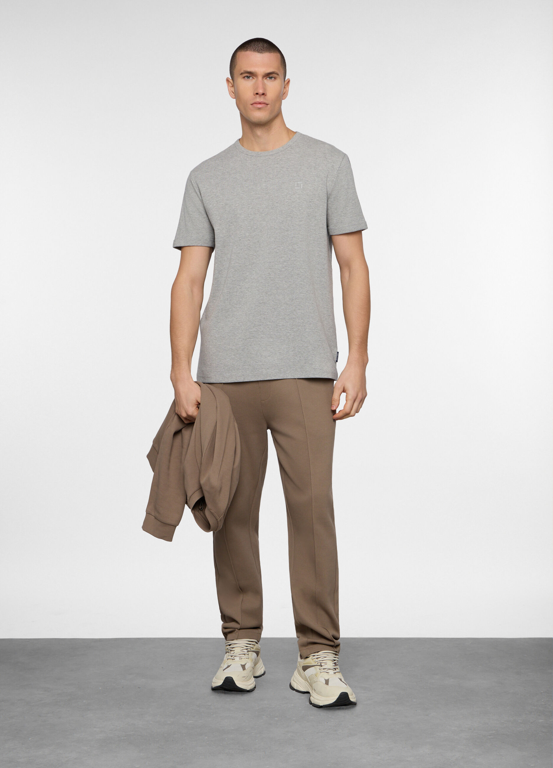 Jogger con cr&ecirc;te in interlock uomo_0