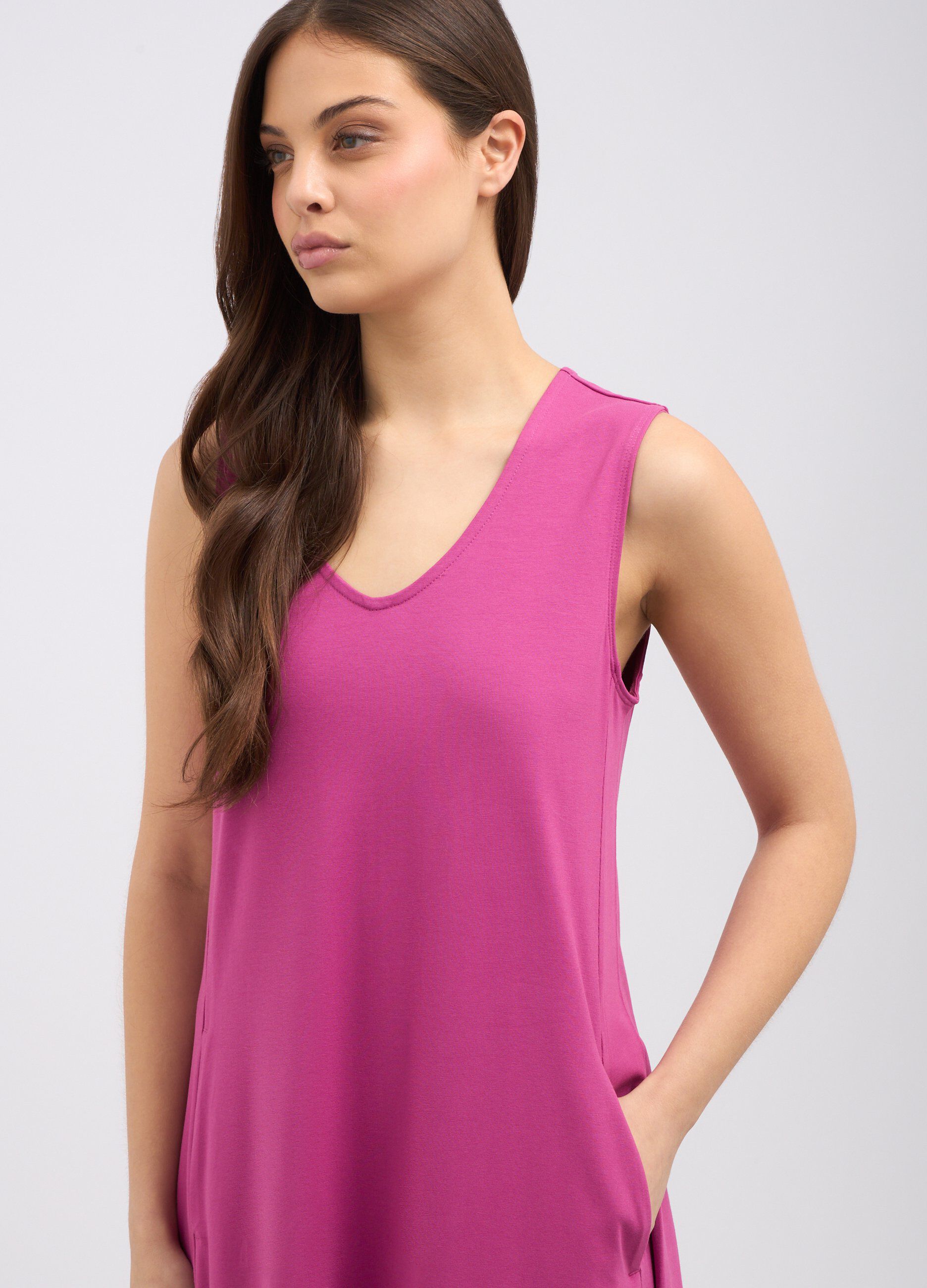 Abito smanicato in cotone stretch donna_2