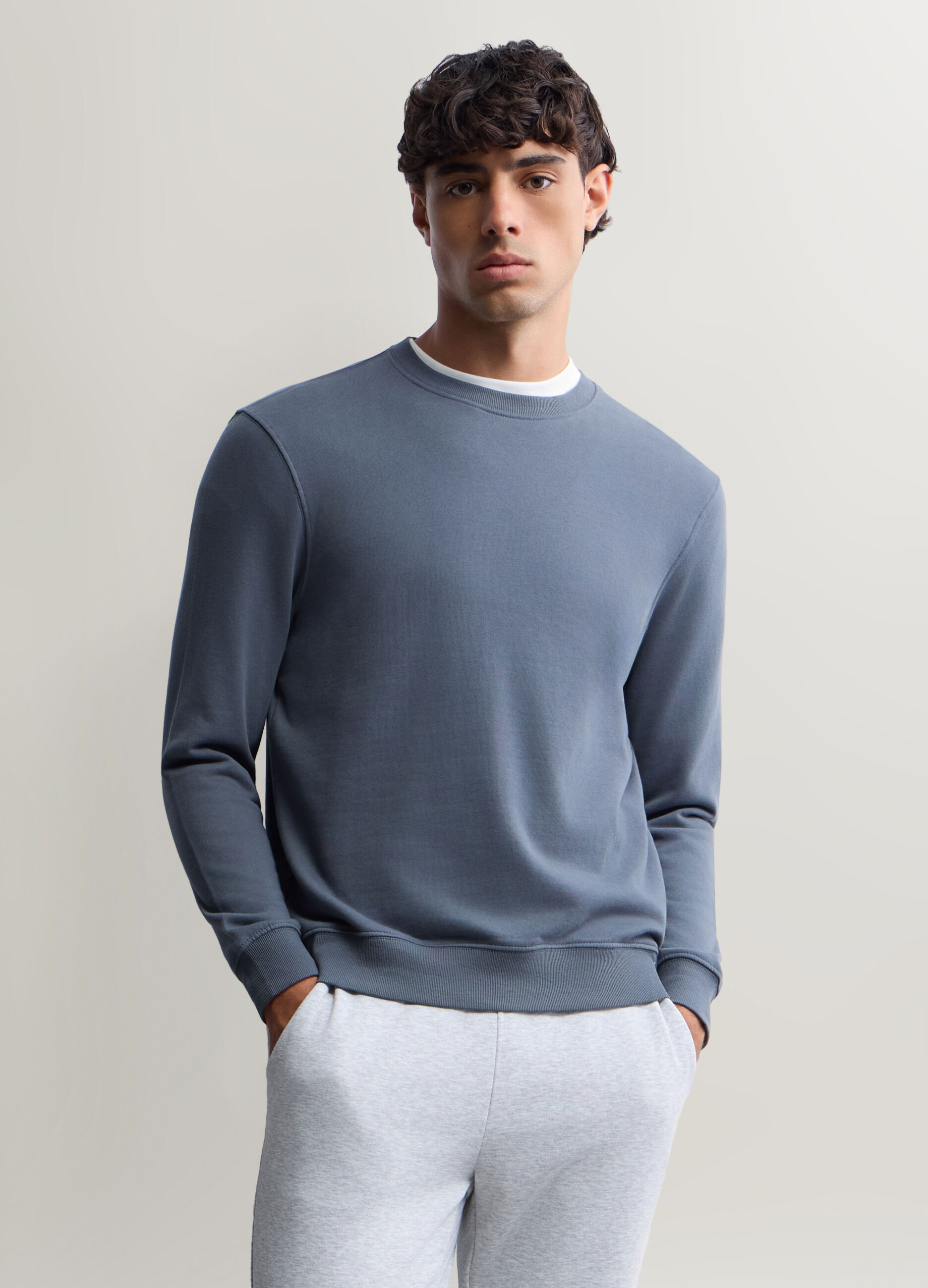 Felpa girocollo in cotone uomo