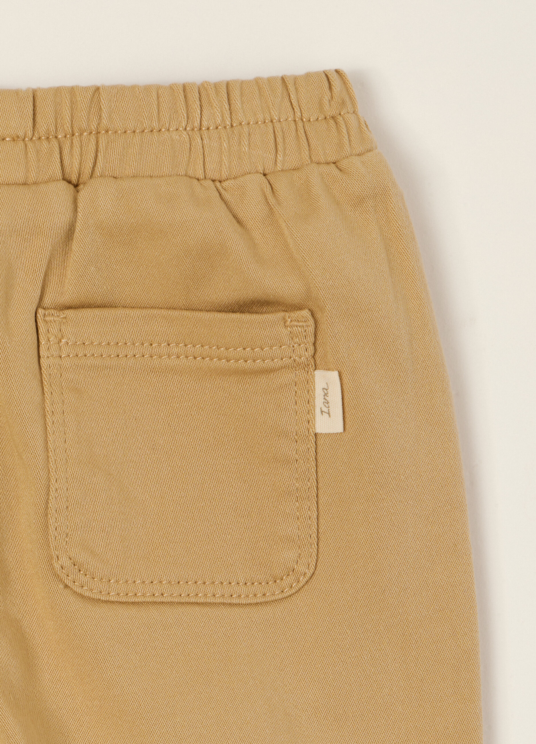 Pantaloni beige in cotone e viscosa elasticizzato_2