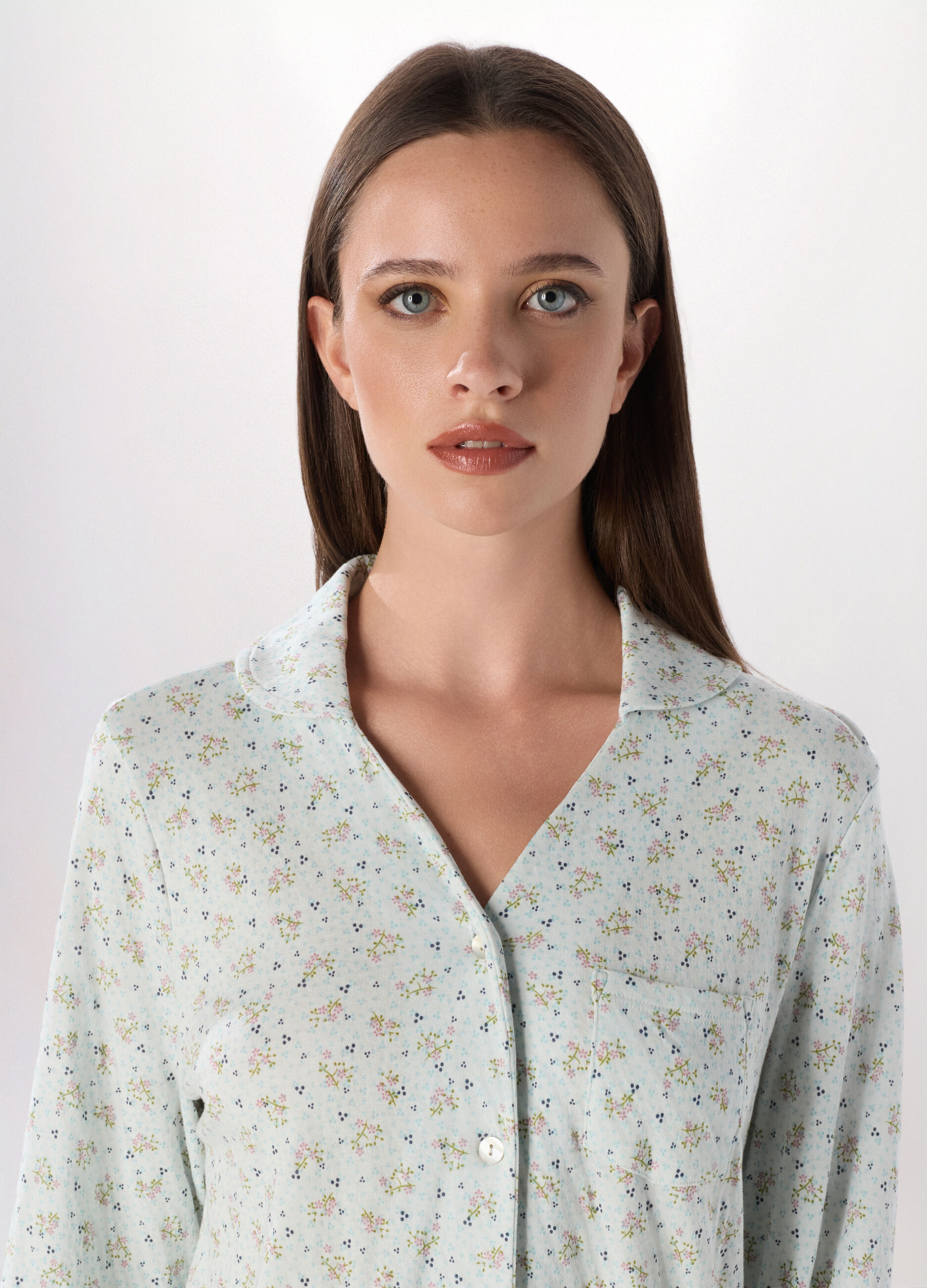 Set pigiama lungo in puro cotone donna_2