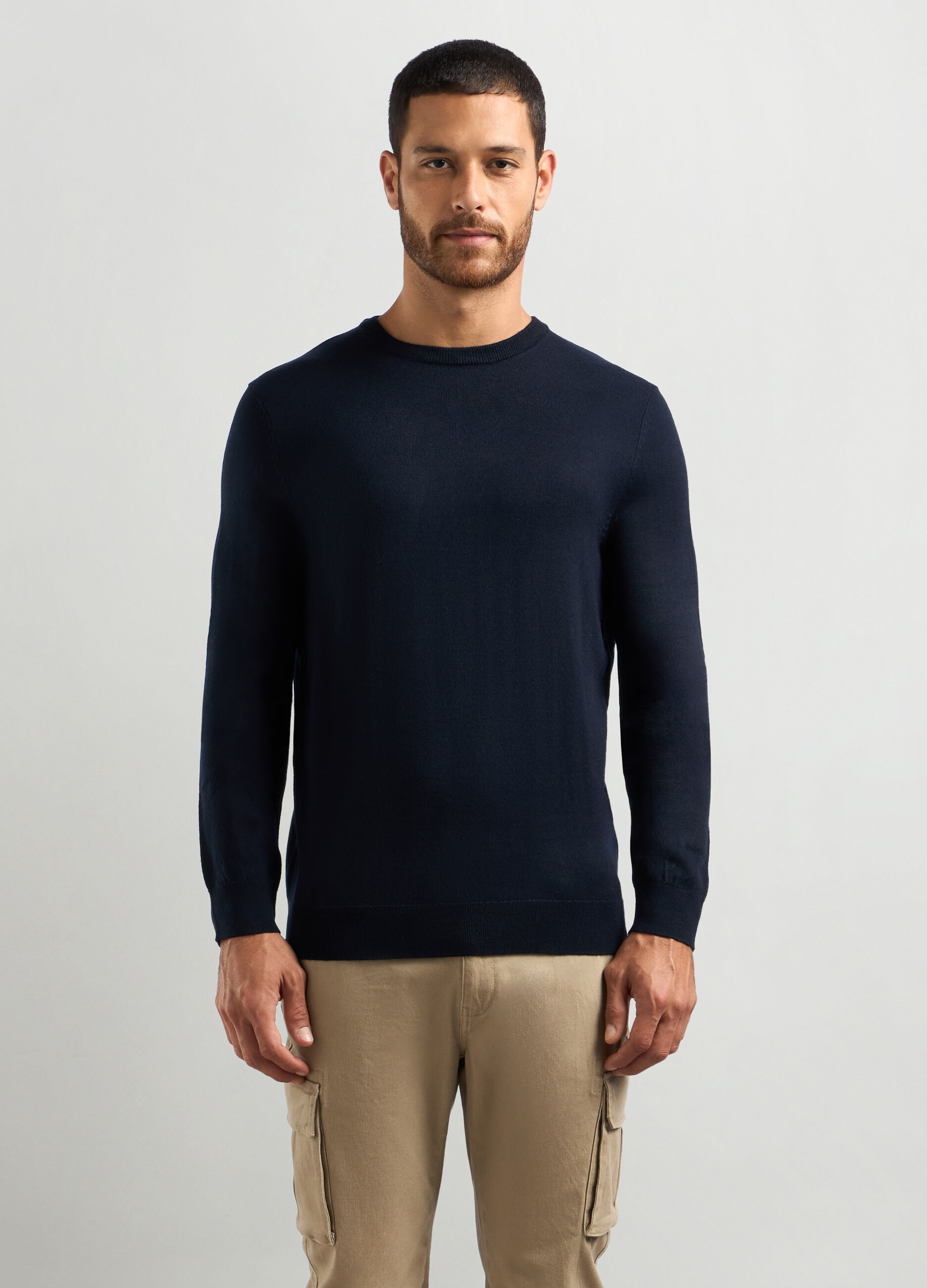 Maglione girocollo maglia rasata uomo_0