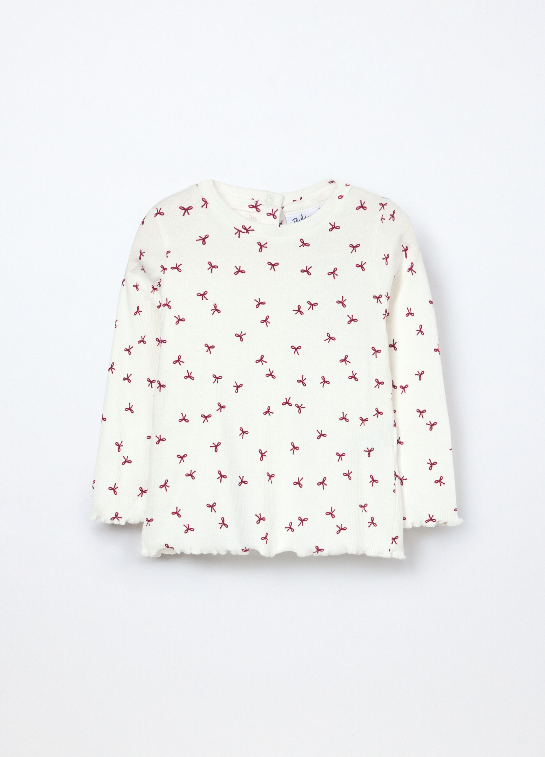 T-shirt in costina di cotone stretch neonata_0