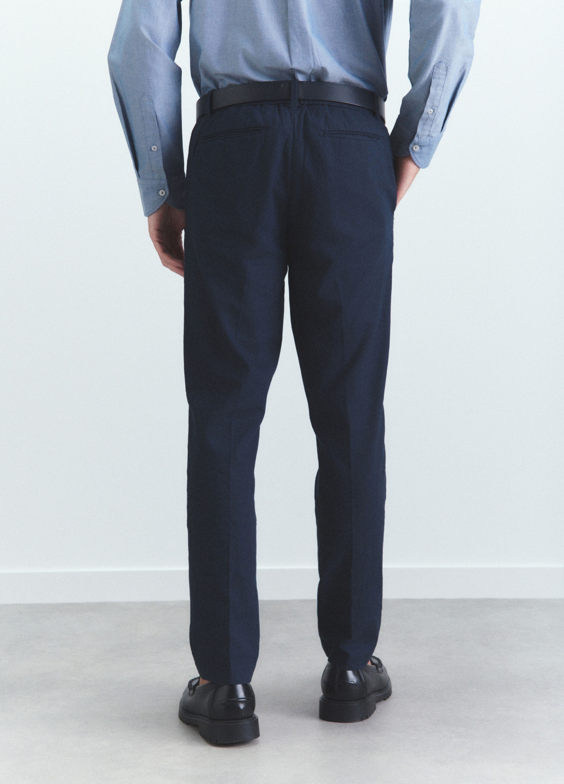 Pantalone chino in lino e cotone uomo