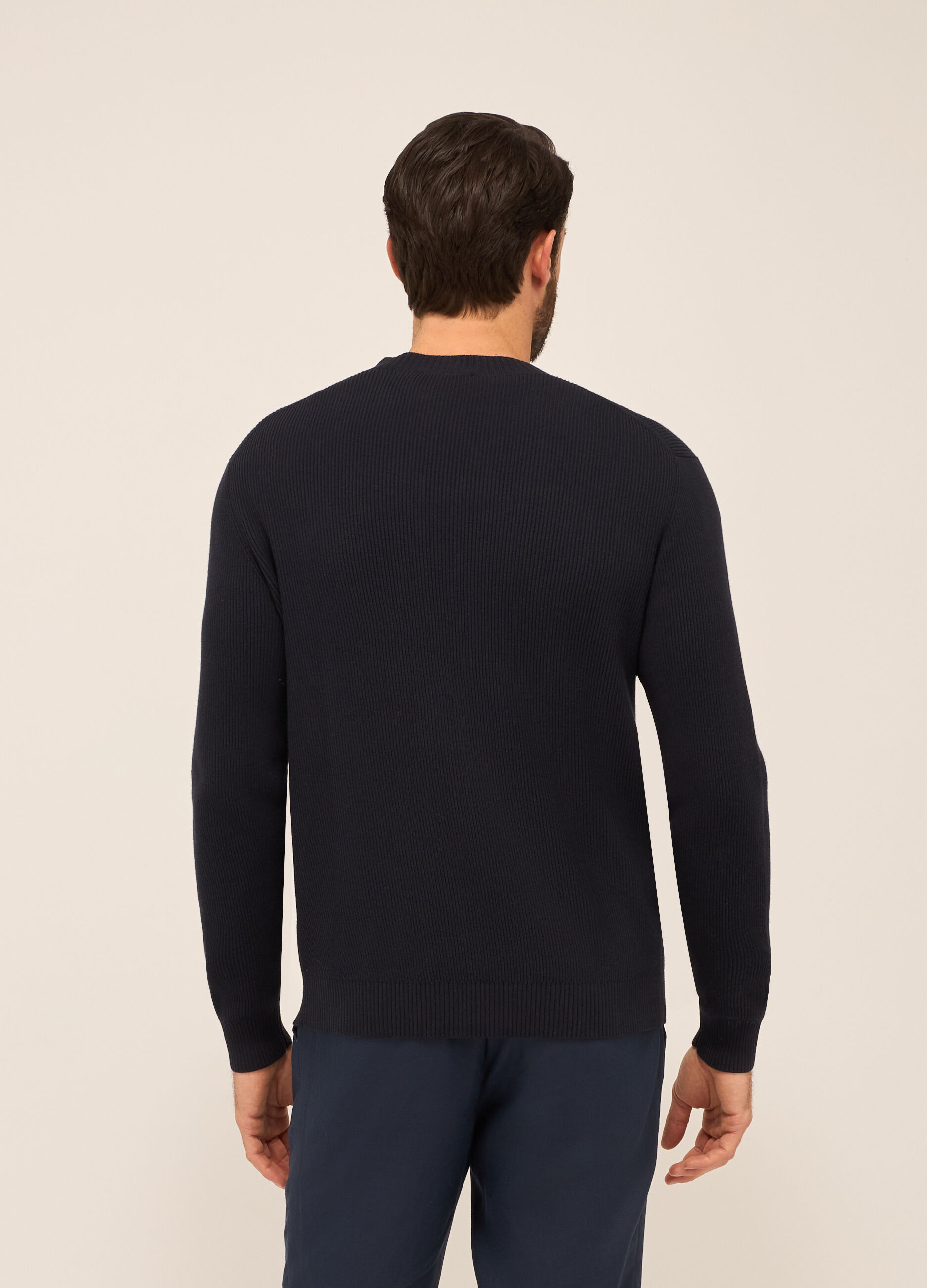 Cardigan scollo a V in cotone a coste uomo_1