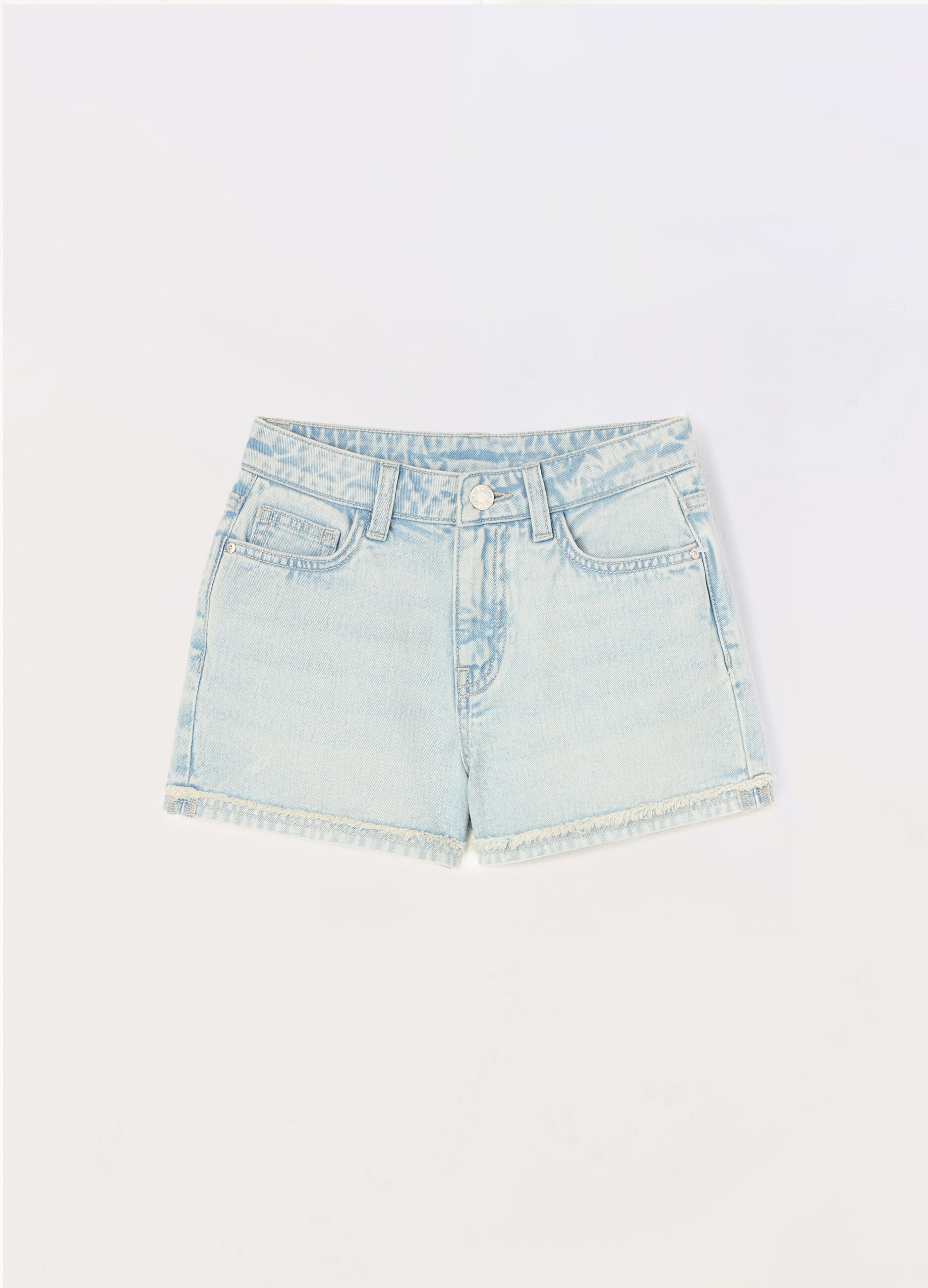 Shorts in denim di puro cotone ragazza_0