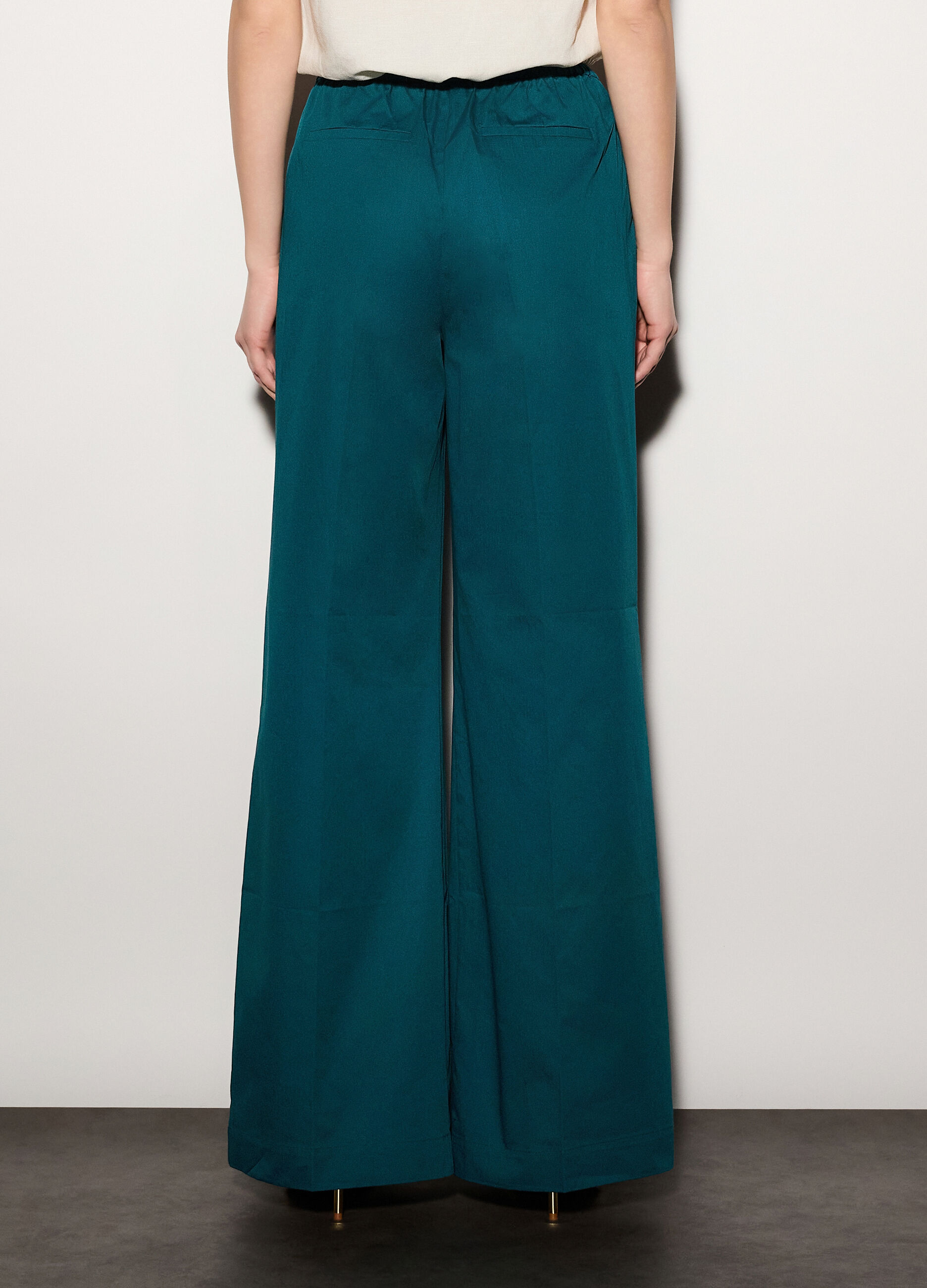Pantaloni palazzo regular fit in puro cotone donna