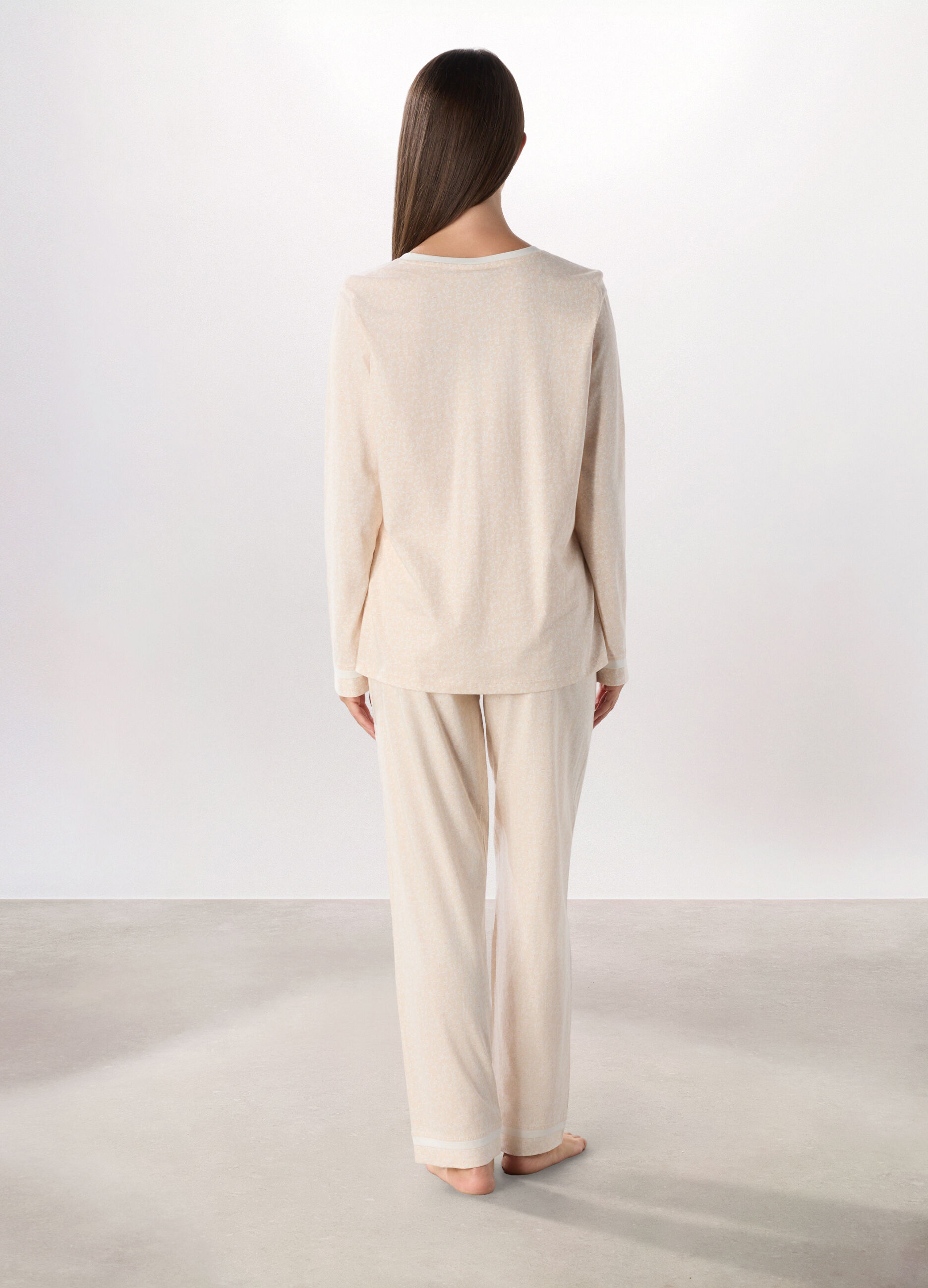 Set pigiama lungo in puro cotone donna_1
