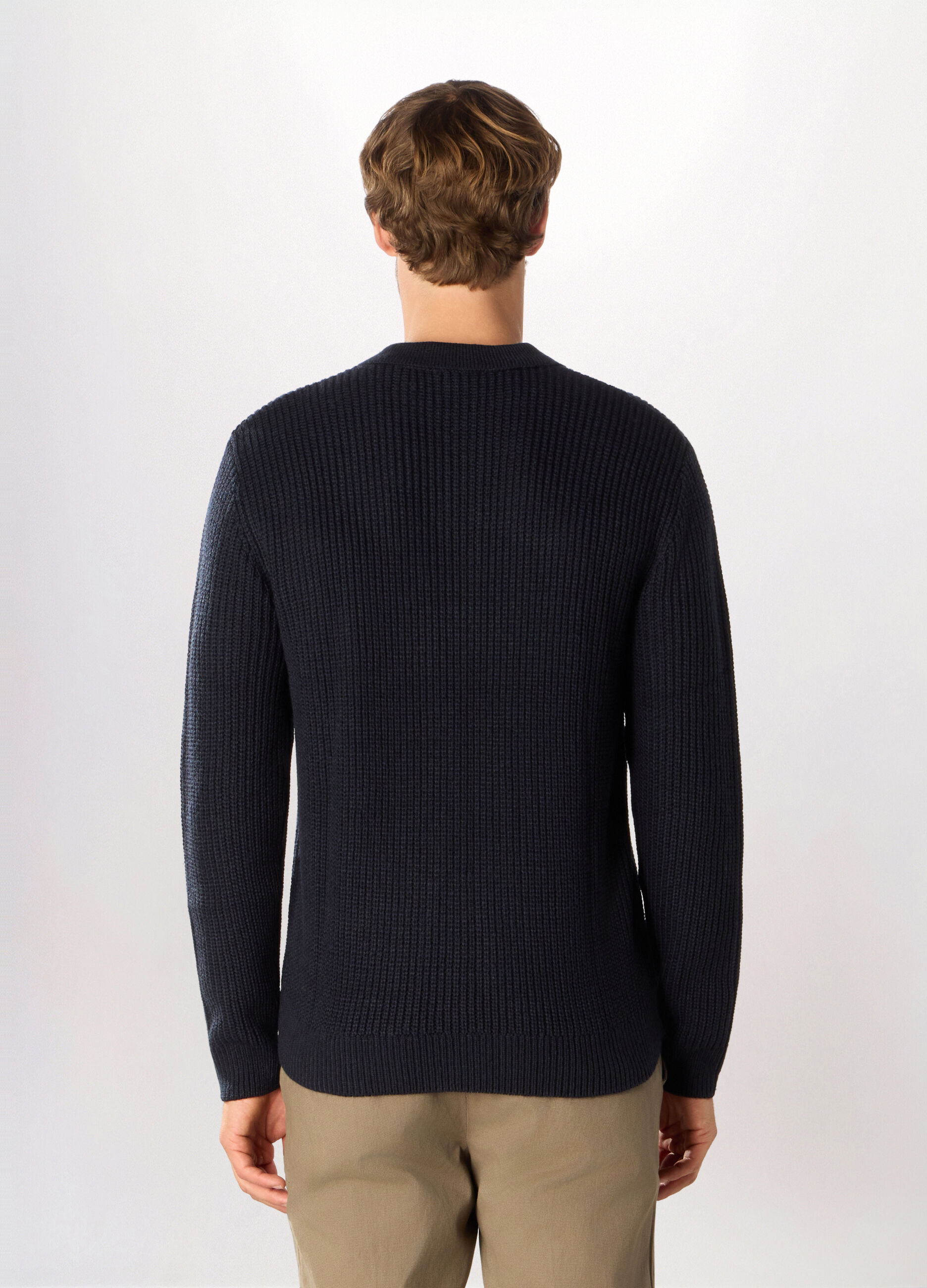 Maglione stile polo a costa inglese uomo_1