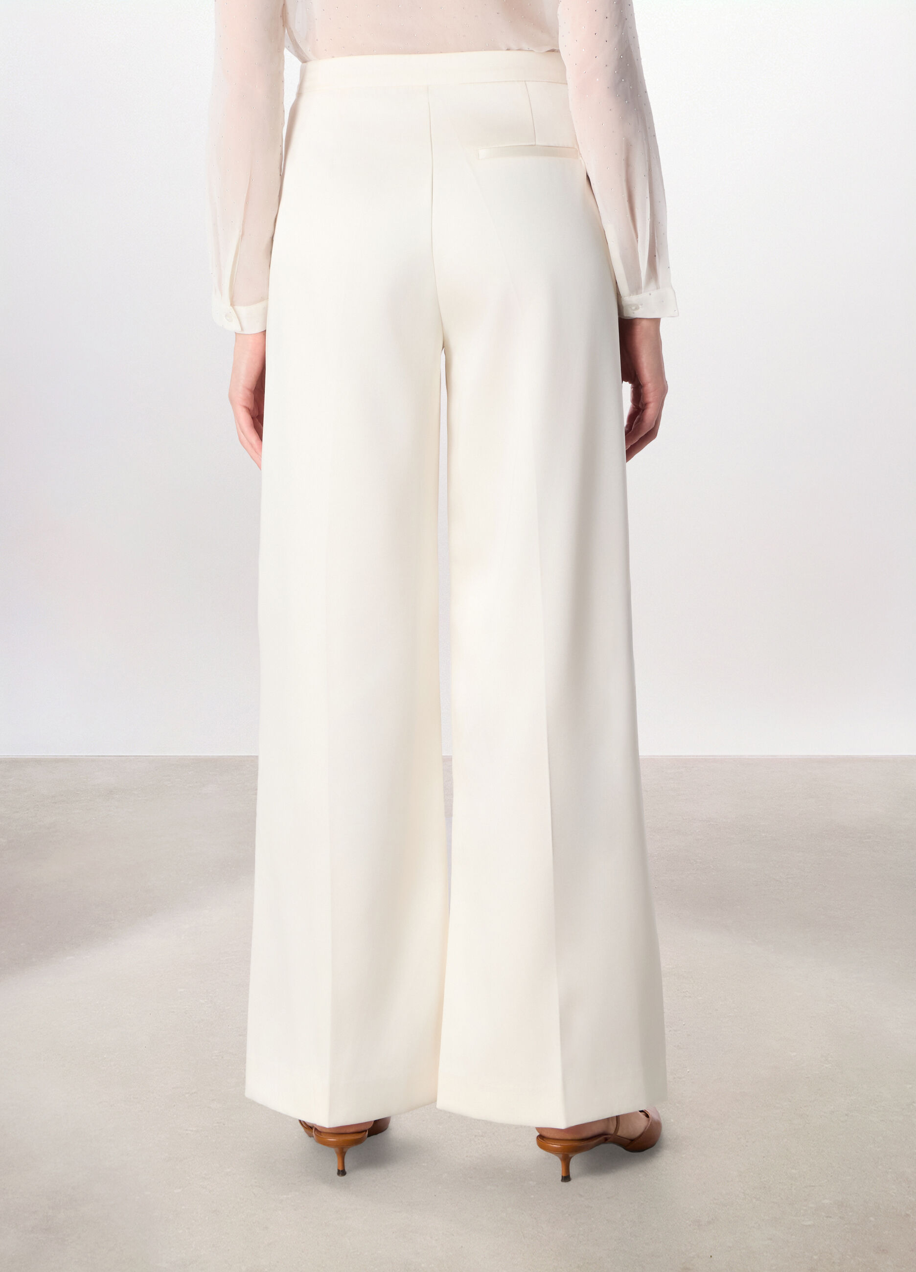 Pantaloni palazzo in raso misto viscosa donna_1