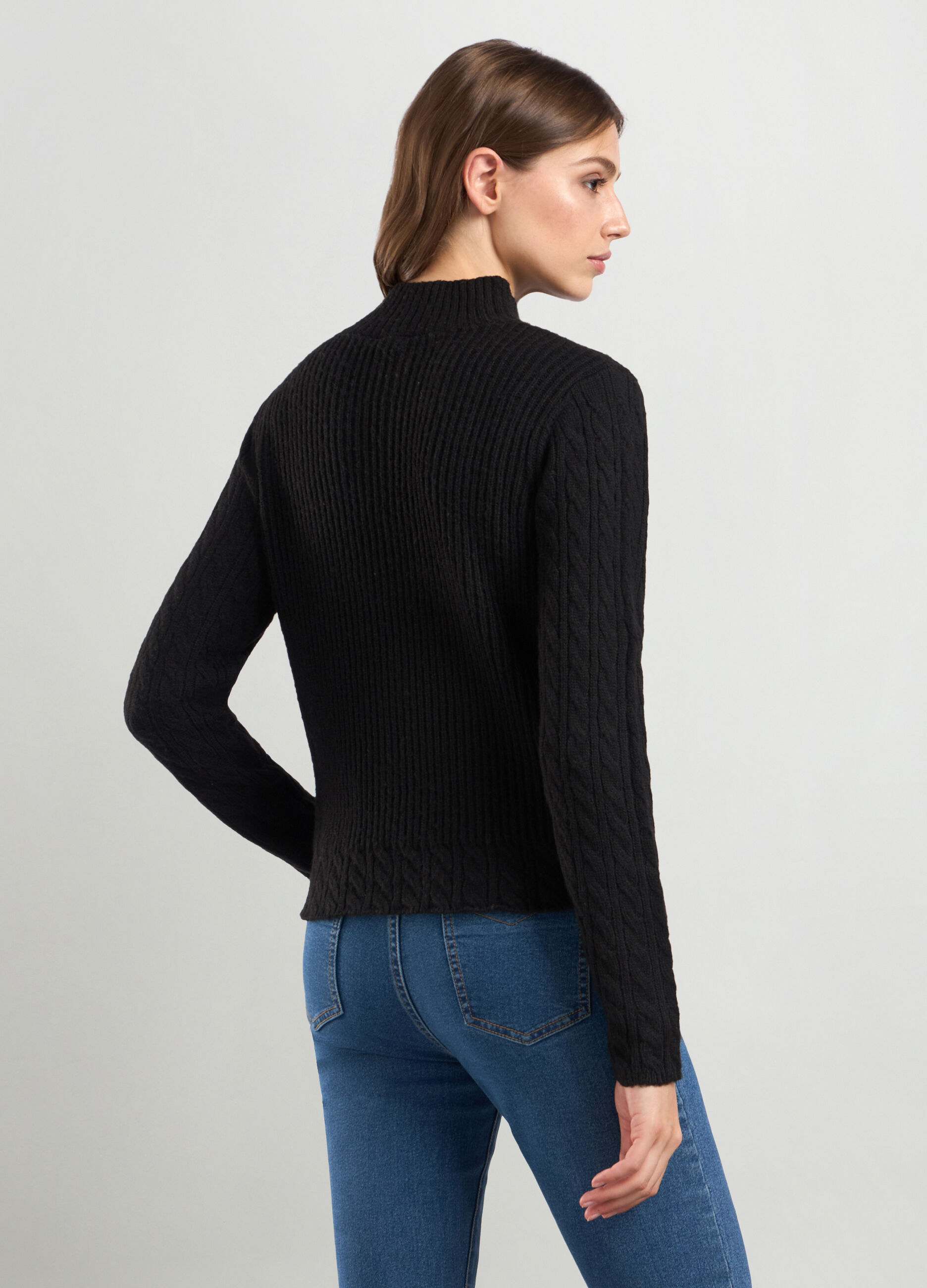 Pullover misto lana a collo alto donna_1
