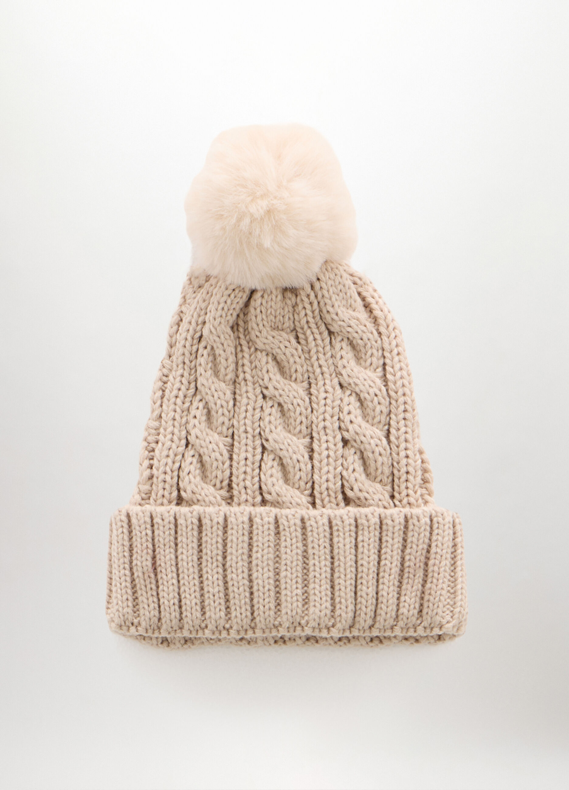 Berretto tricot con pon pom donna_0