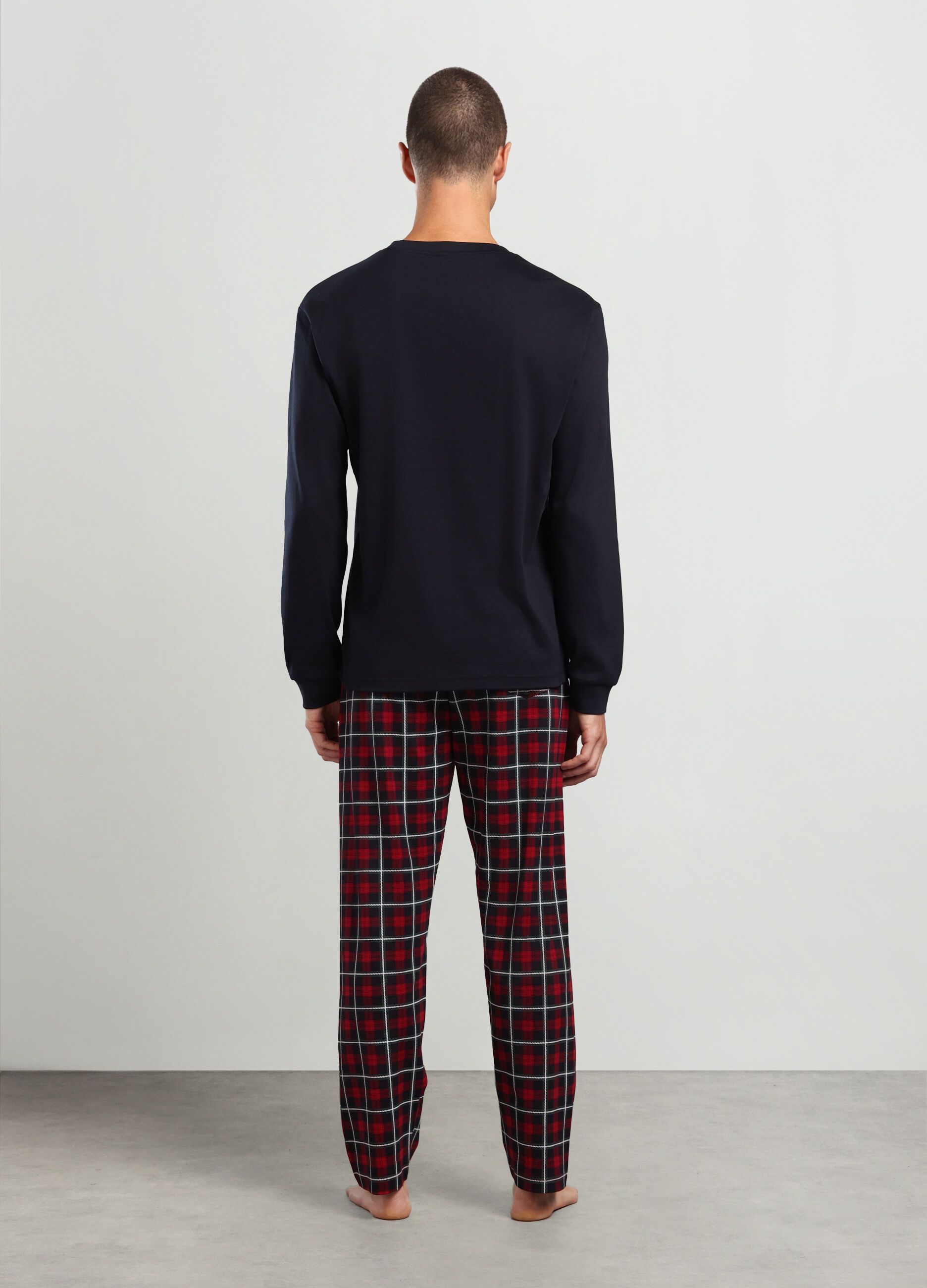 Pigiama lungo con stampa in puro cotone uomo_1