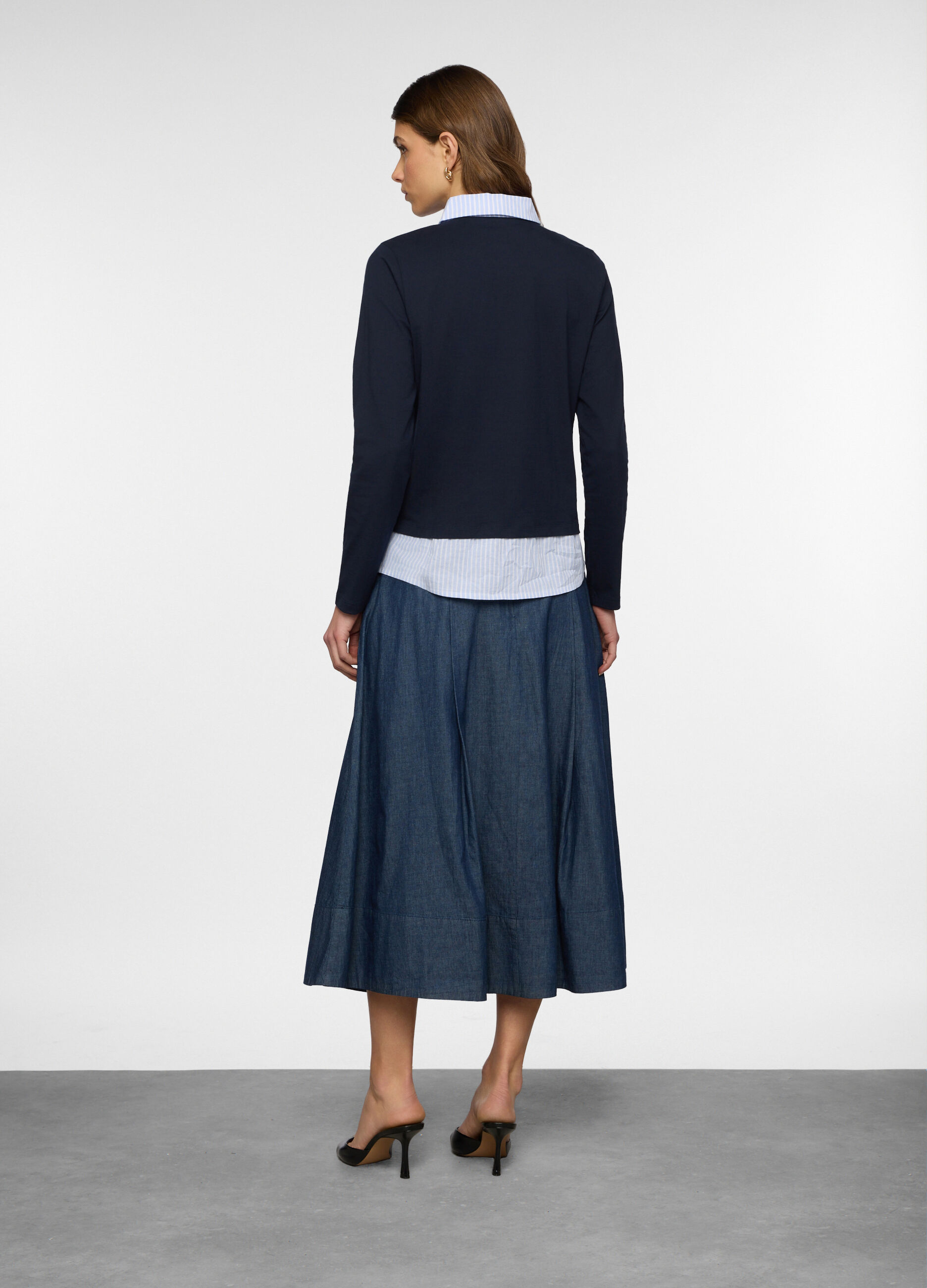 T-shirt con inserto camicia donna_1