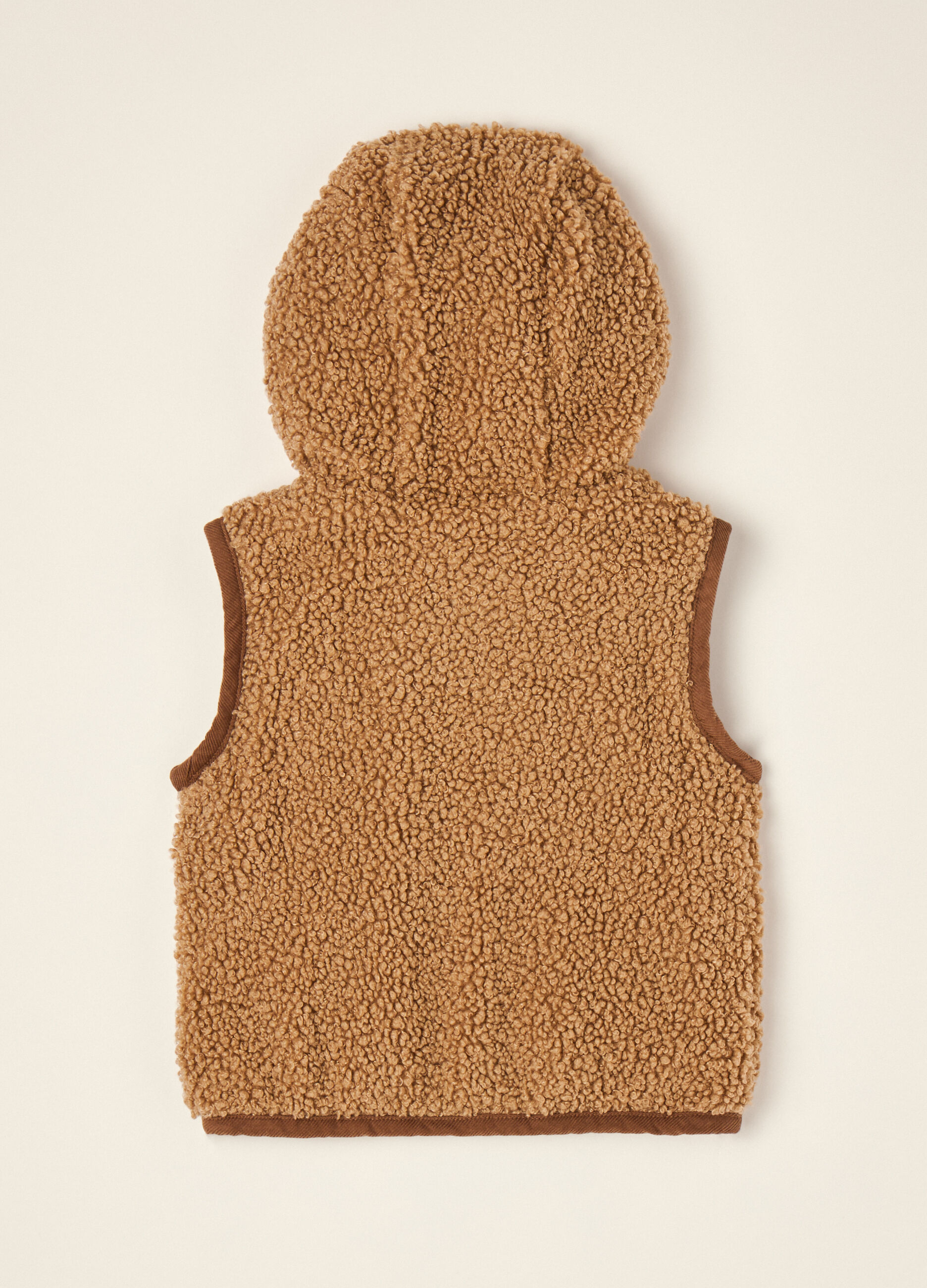 Gilet marrone con Girocollo e cappuccio_1