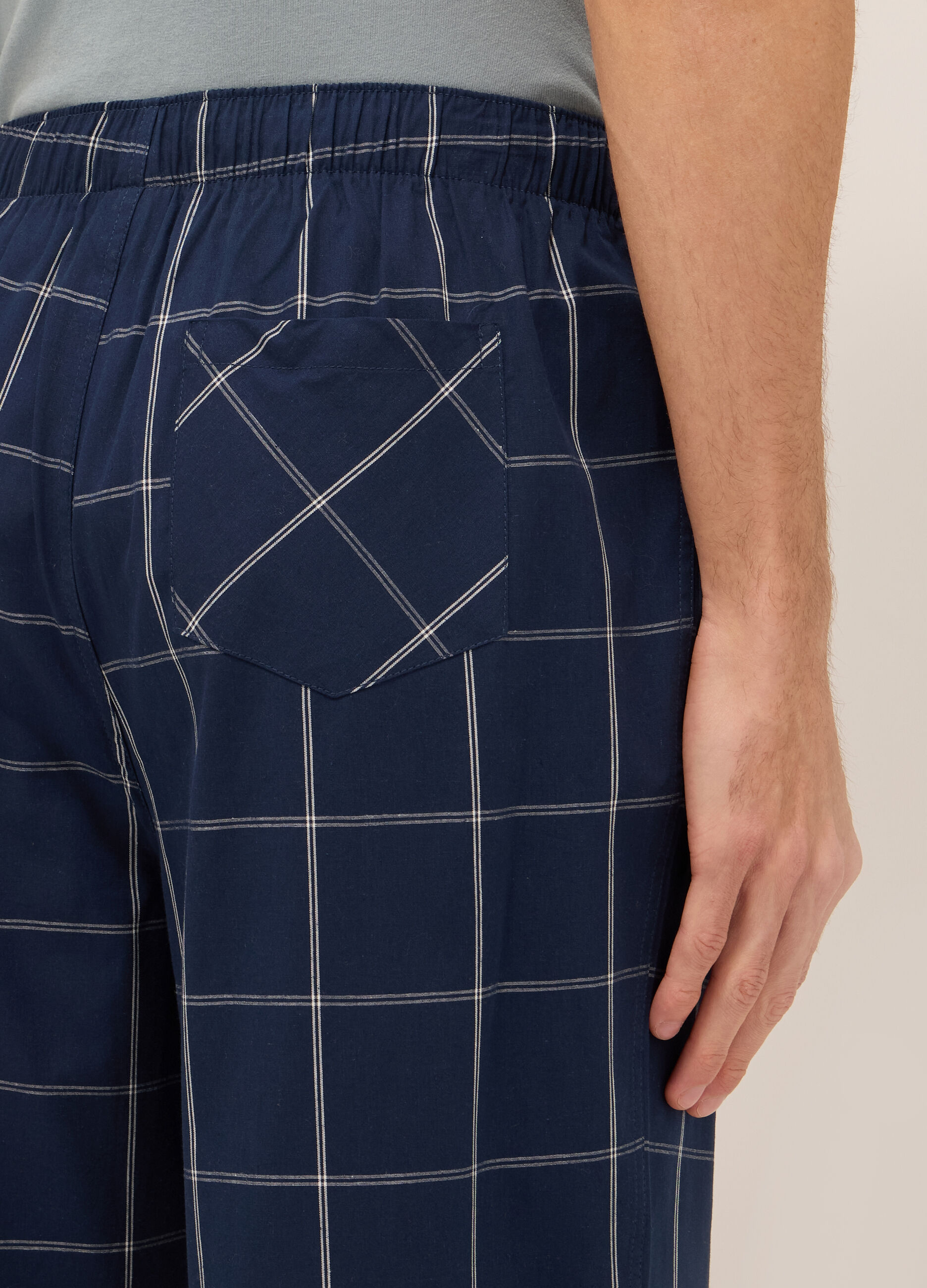 Pantaloni pigiama in puro cotone a quadri uomo_2