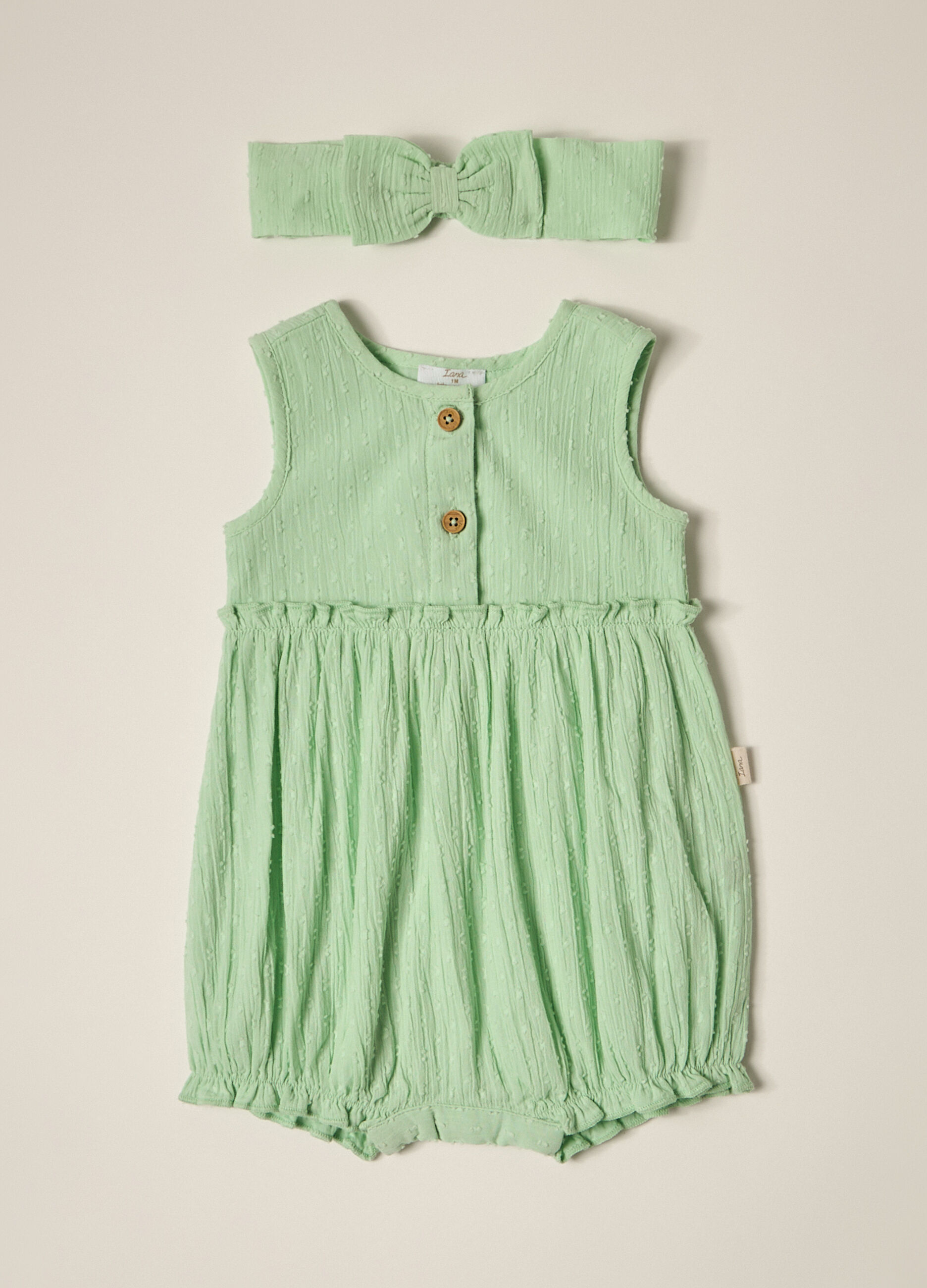 Set fascetta + pagliaccetto in puro cotone IANA neonata_0
