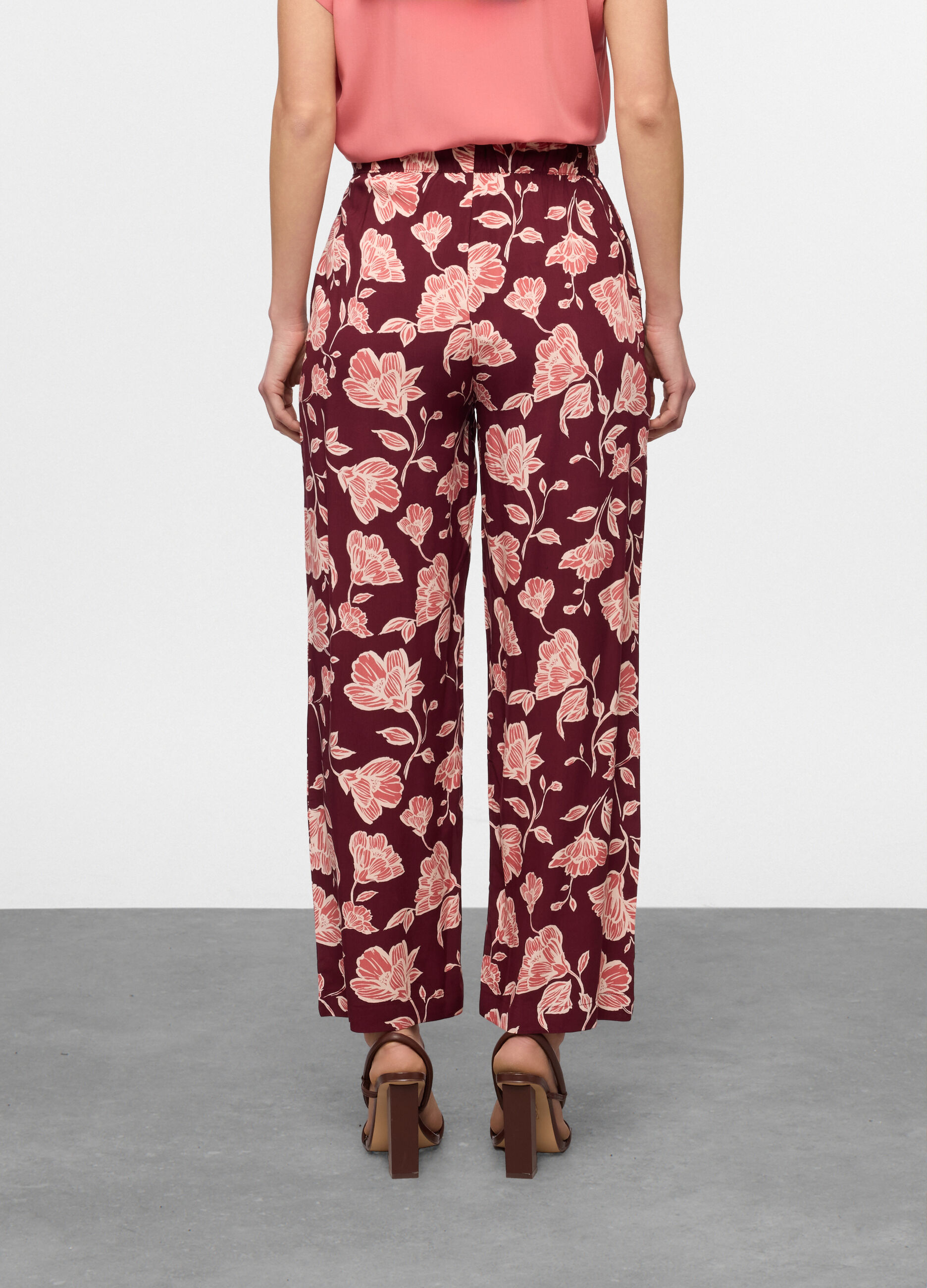 Pantaloni palazzo regular fit in pura viscosa donna_1