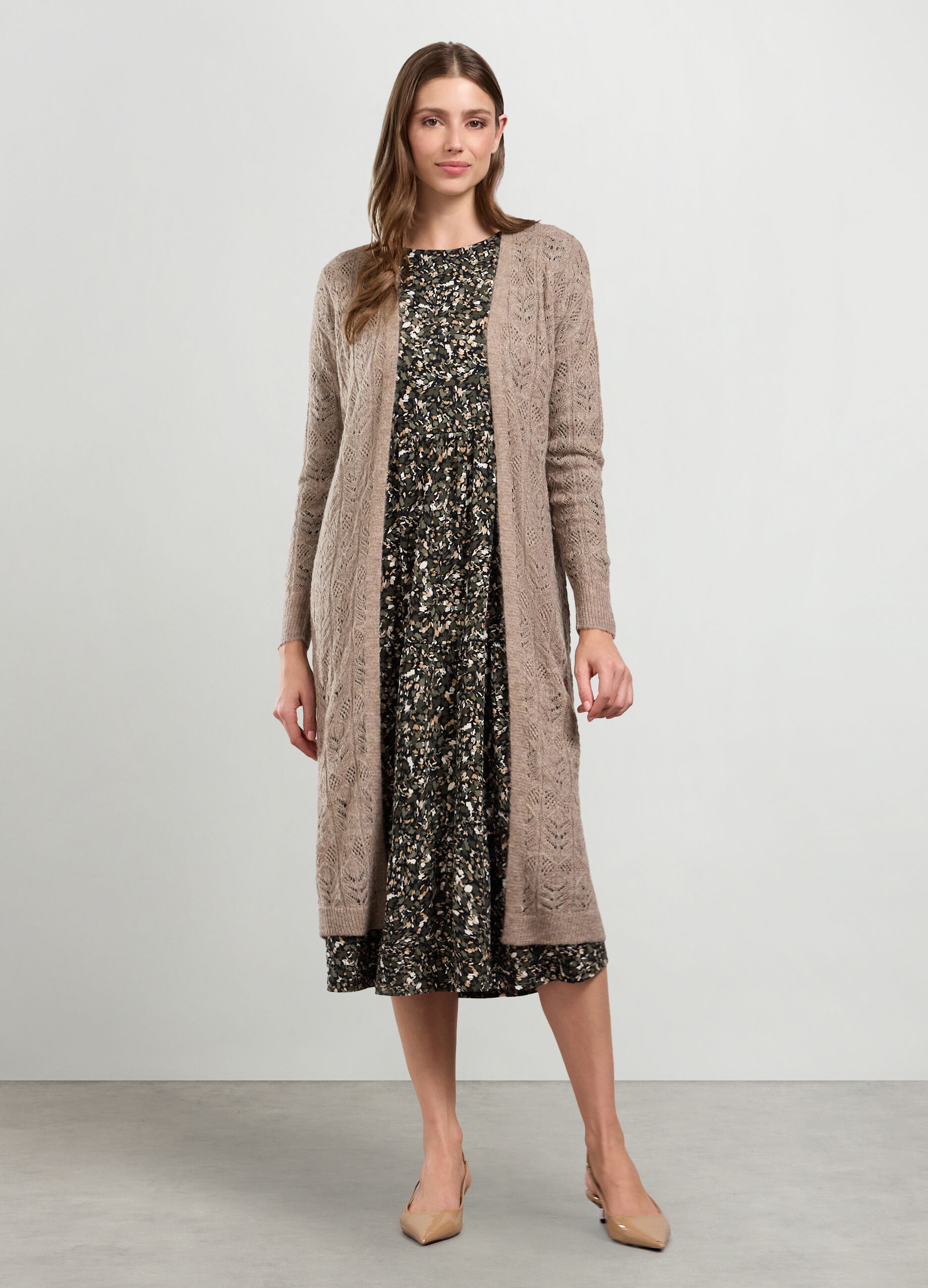 Cardigan lungo misto lana donna_0