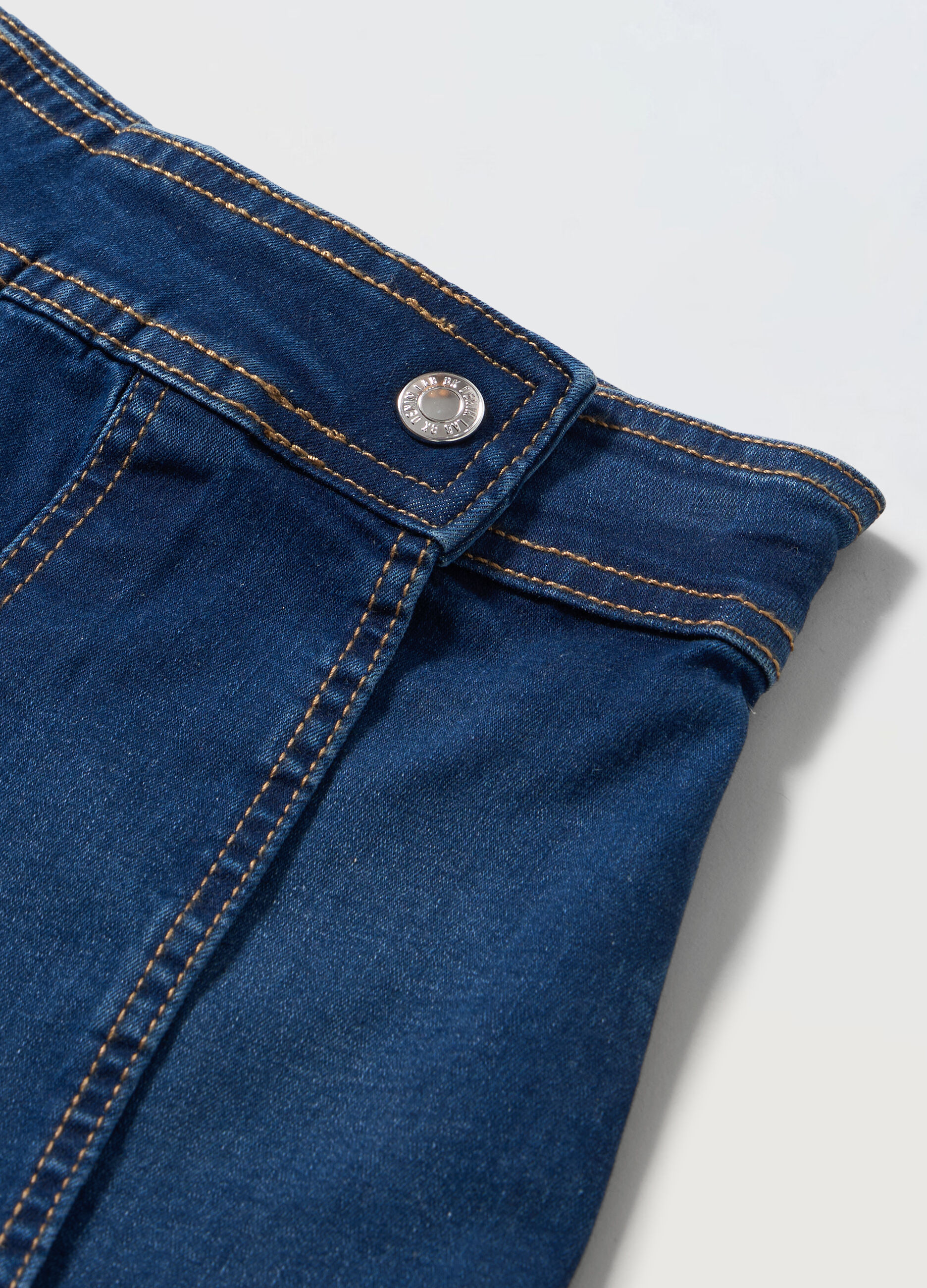 Gonna pantalone in denim di cotone stretch bambina_1